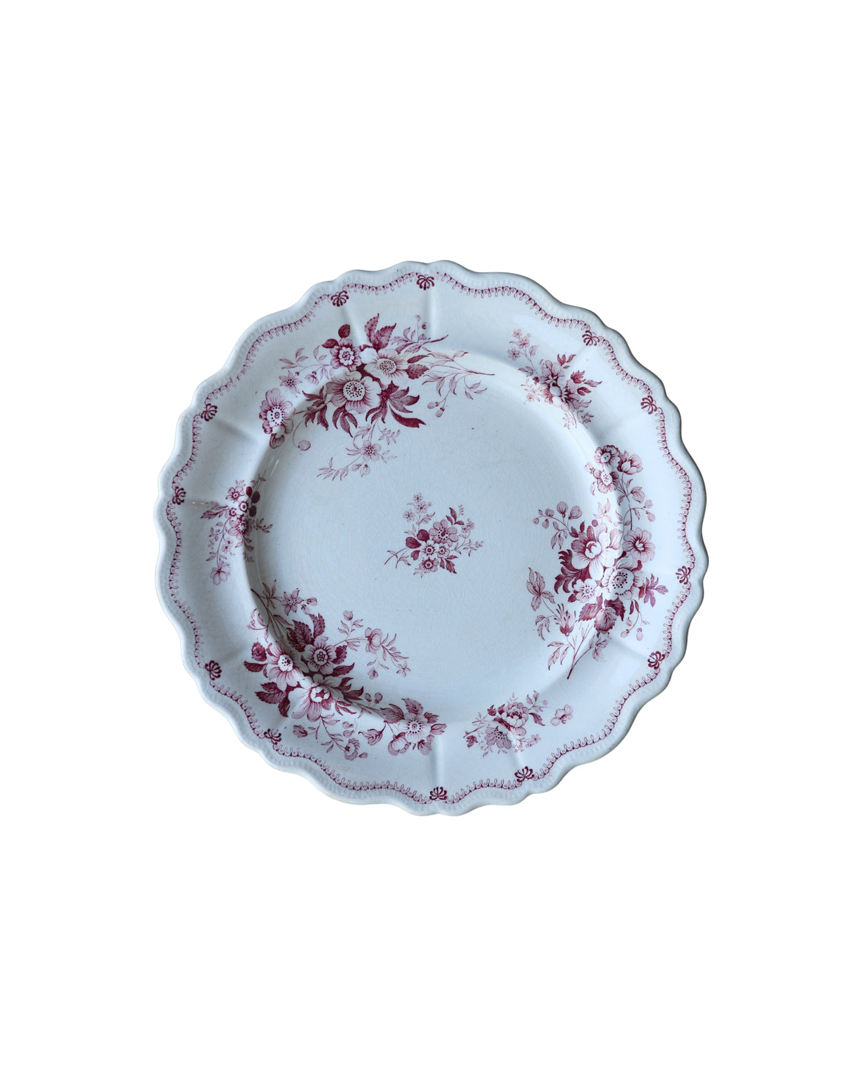 “Sicilian Flowers” Red Transferware Plate-2