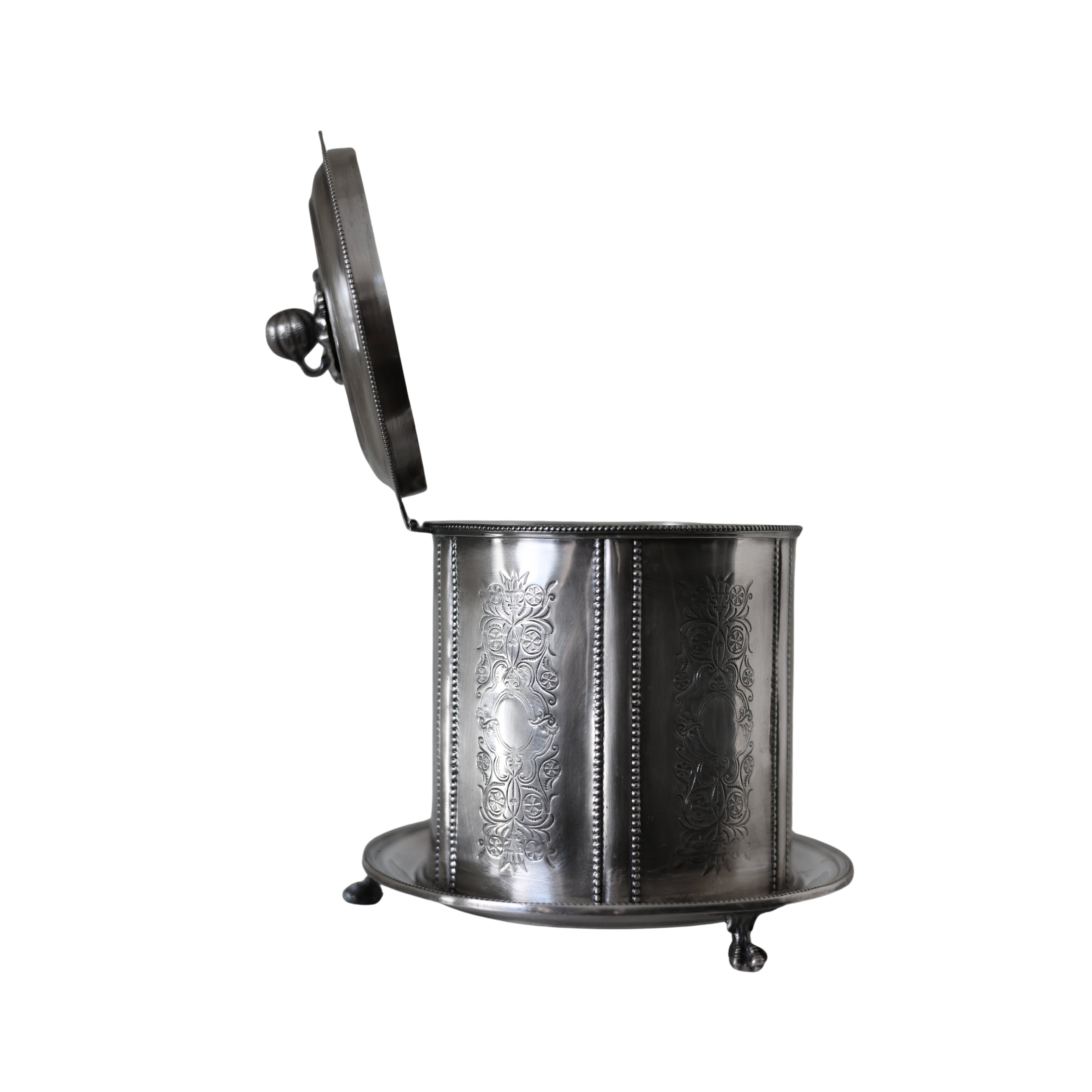English Silverplate Biscuit Barrel with Squash Finial
