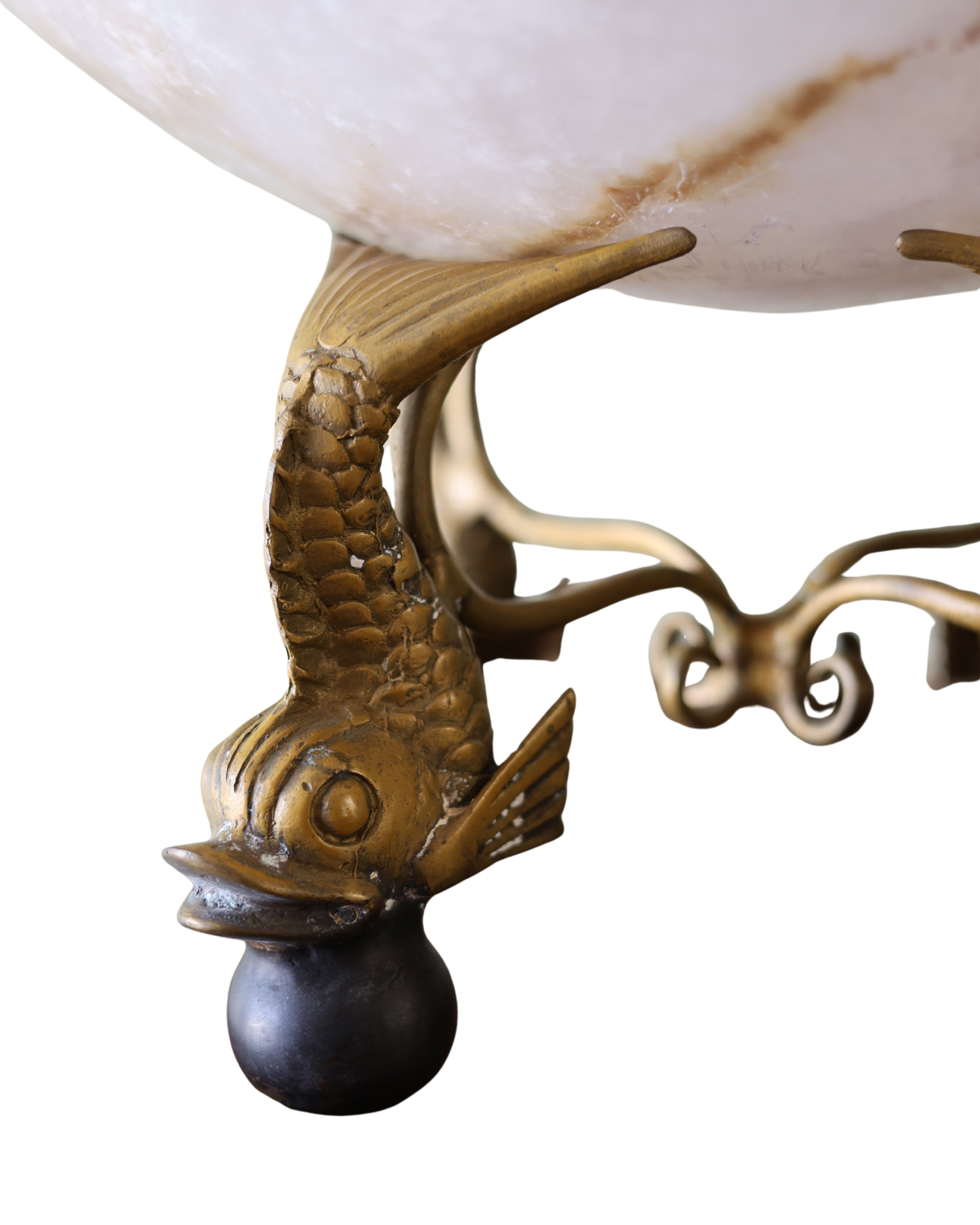 Alabaster Centerpiece with Dolphin Pedestal