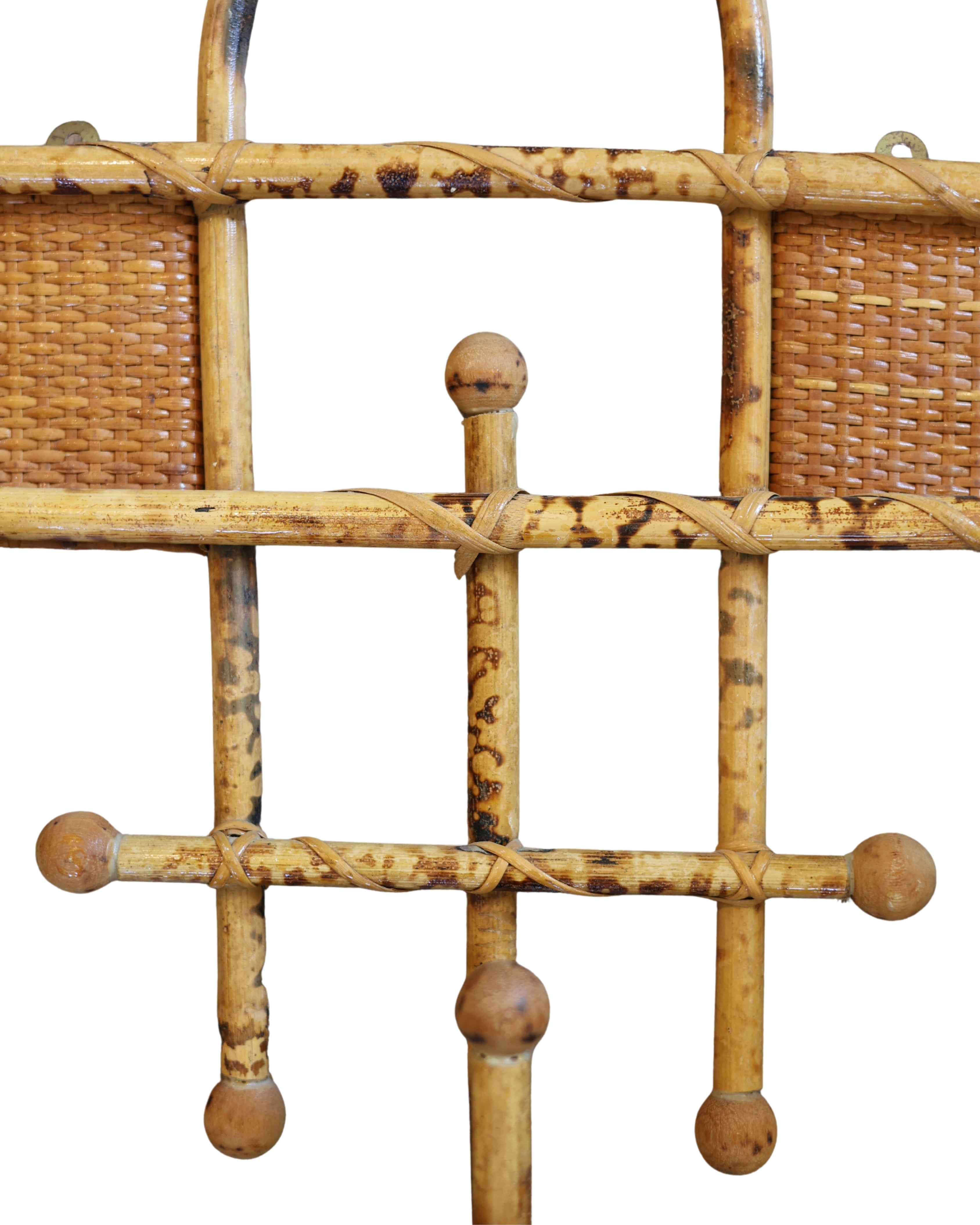 Burnt Bamboo & Rattan Hat Rack-4