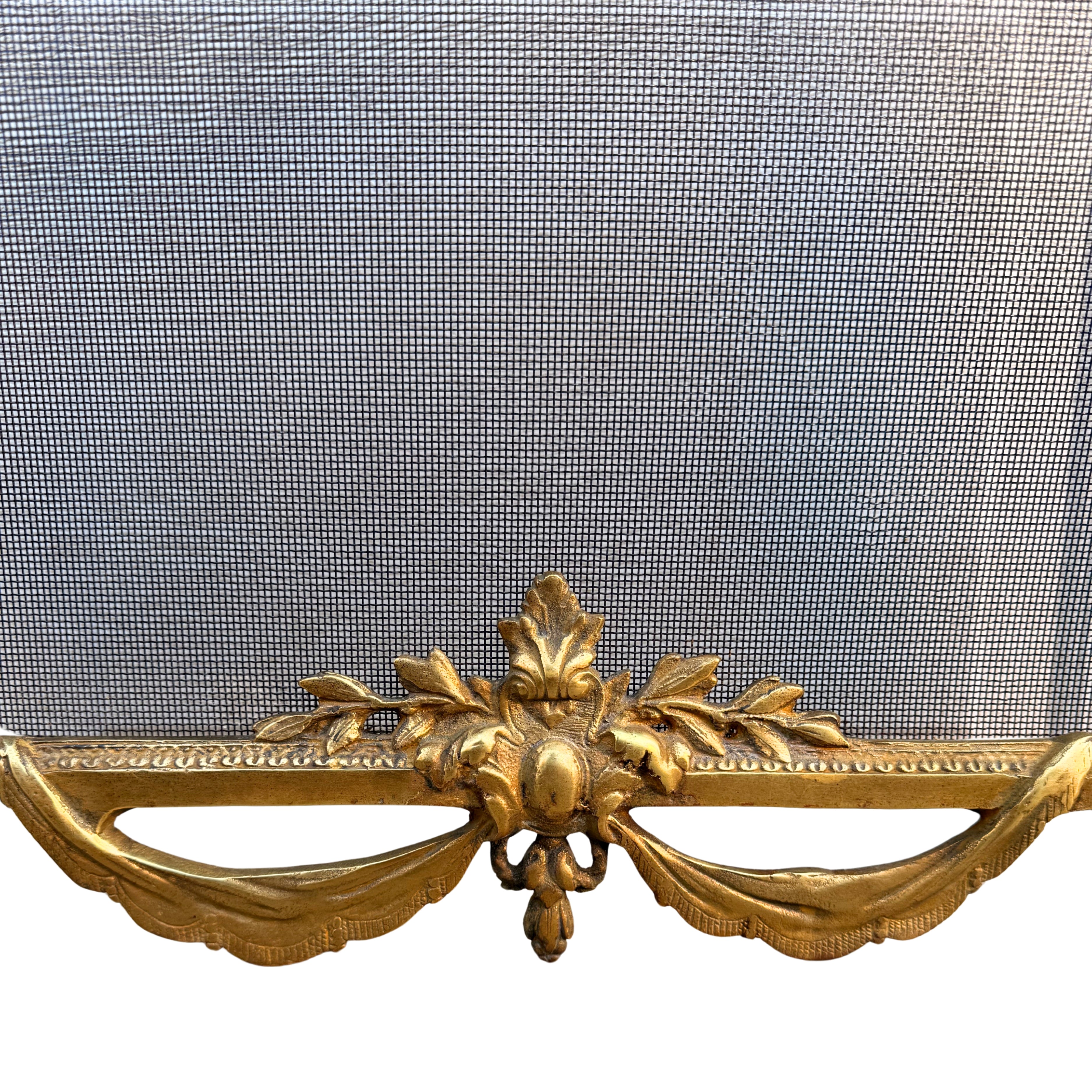 Louis XVI–Style Gilt Brass Fireplace Screen