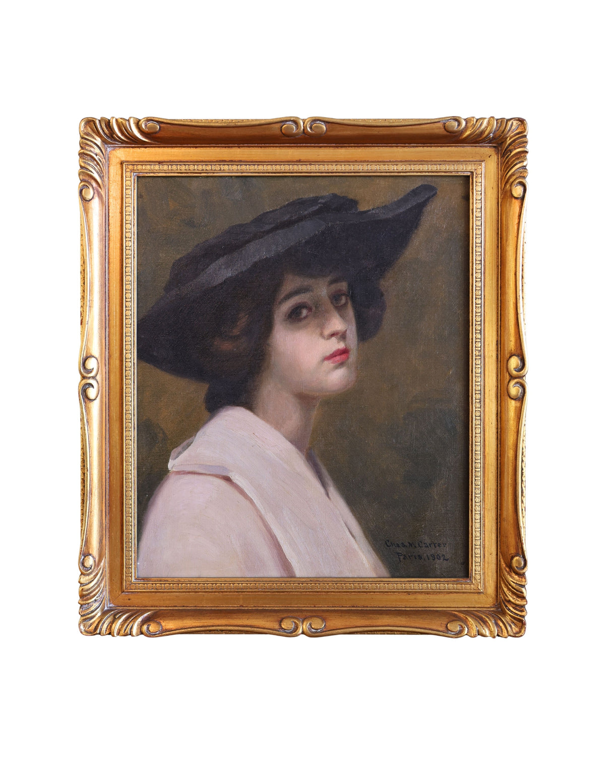 c. 1902 Parisienne Oil Portrait of a Woman