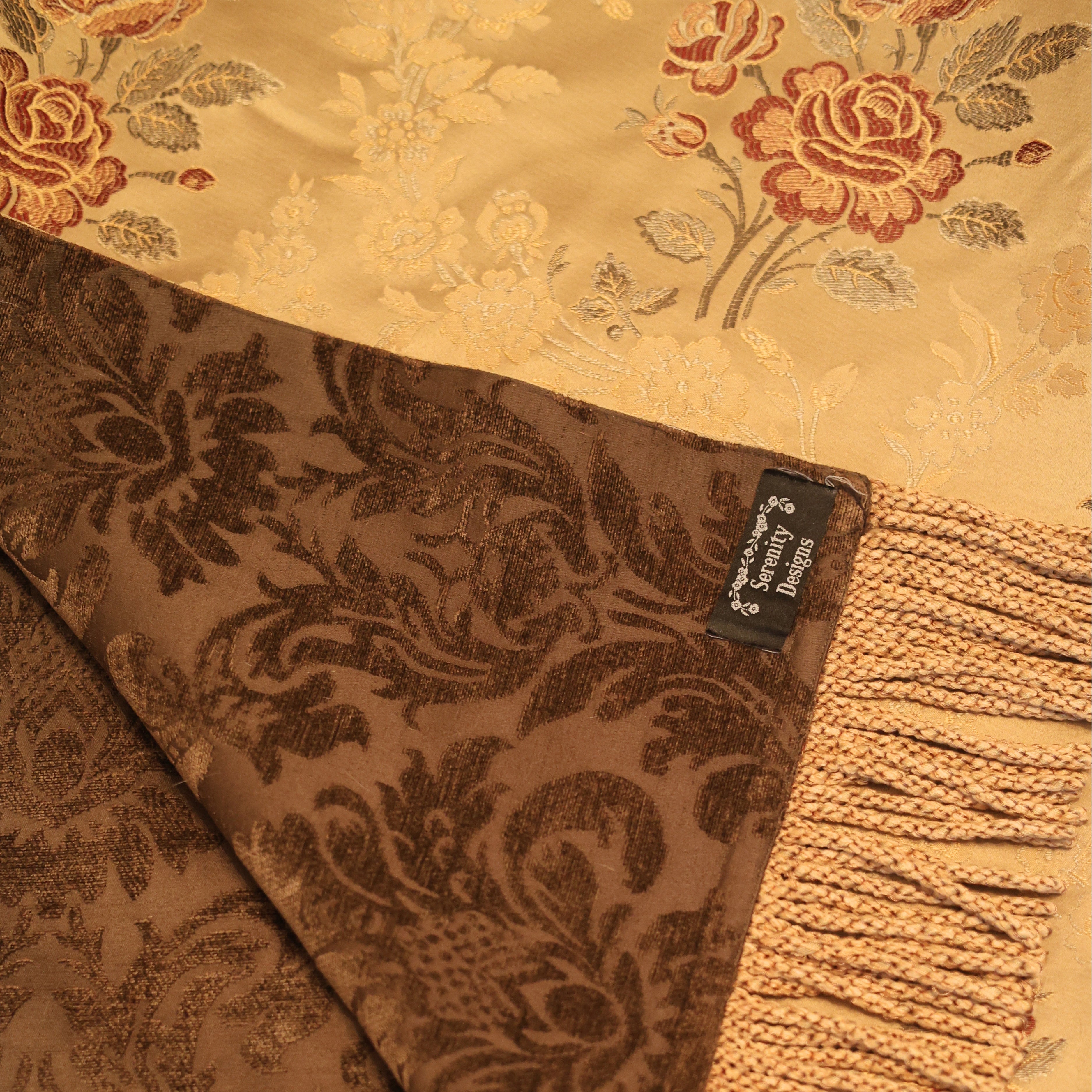 Reversible Jacquard Floral Throw with Fringe
