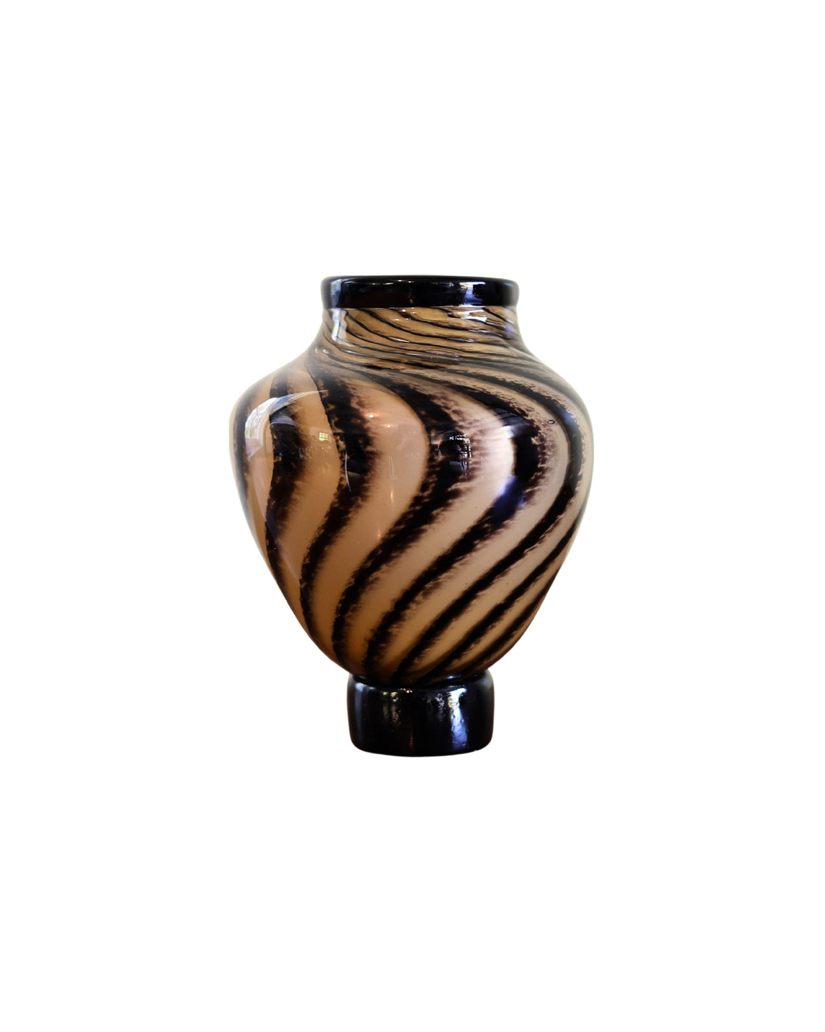 Hand-Blown Swirl Art Glass Vase, Signed