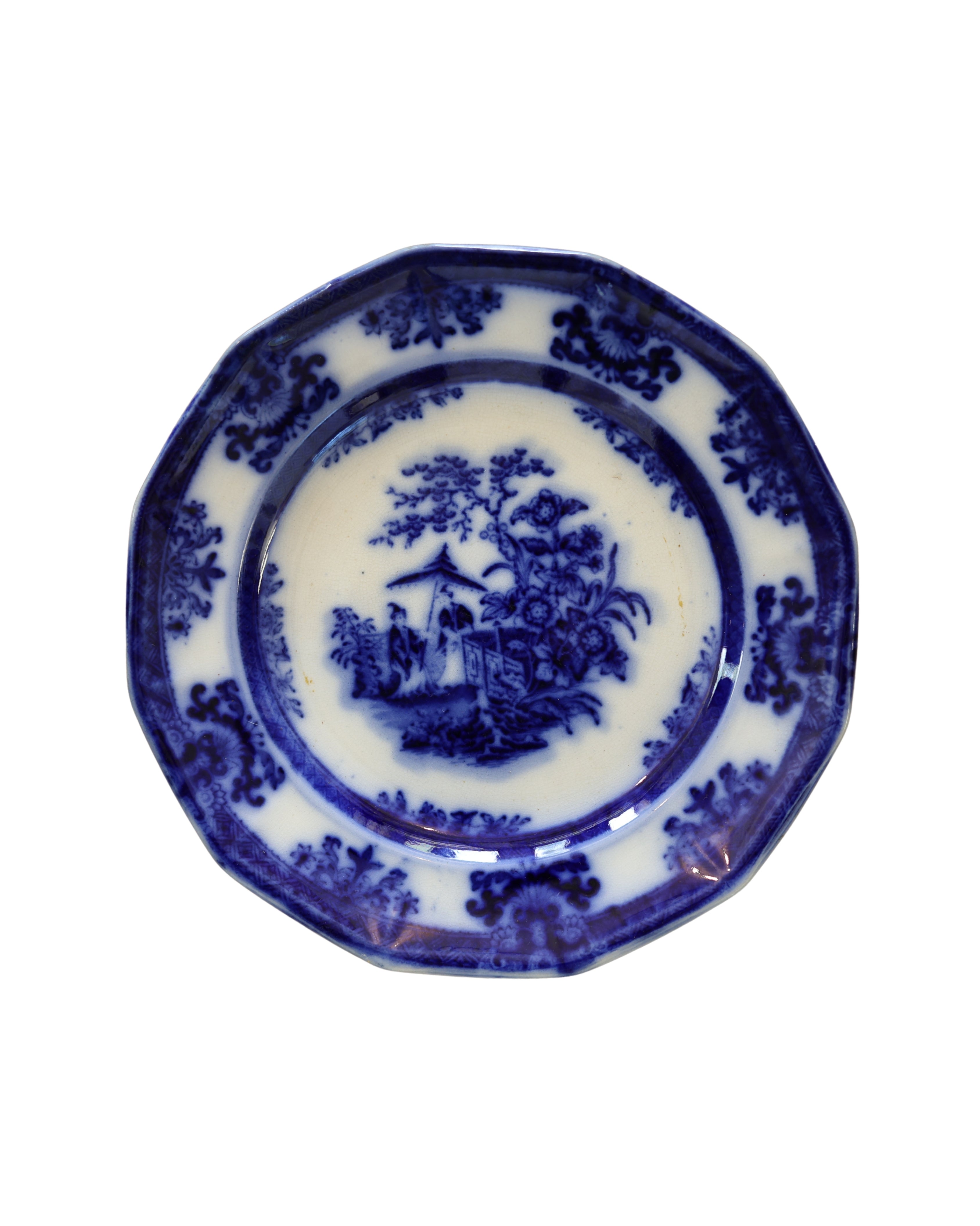 Davenport "Amoy" Flow Blue Round Platter-1