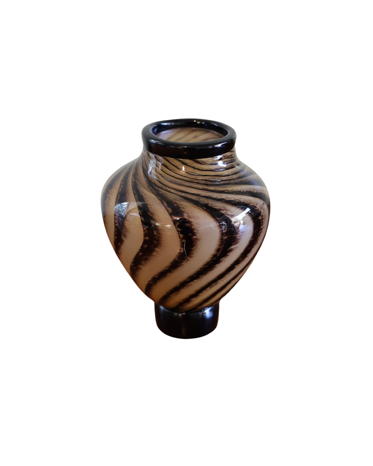 Hand-Blown Swirl Art Glass Vase, Signed