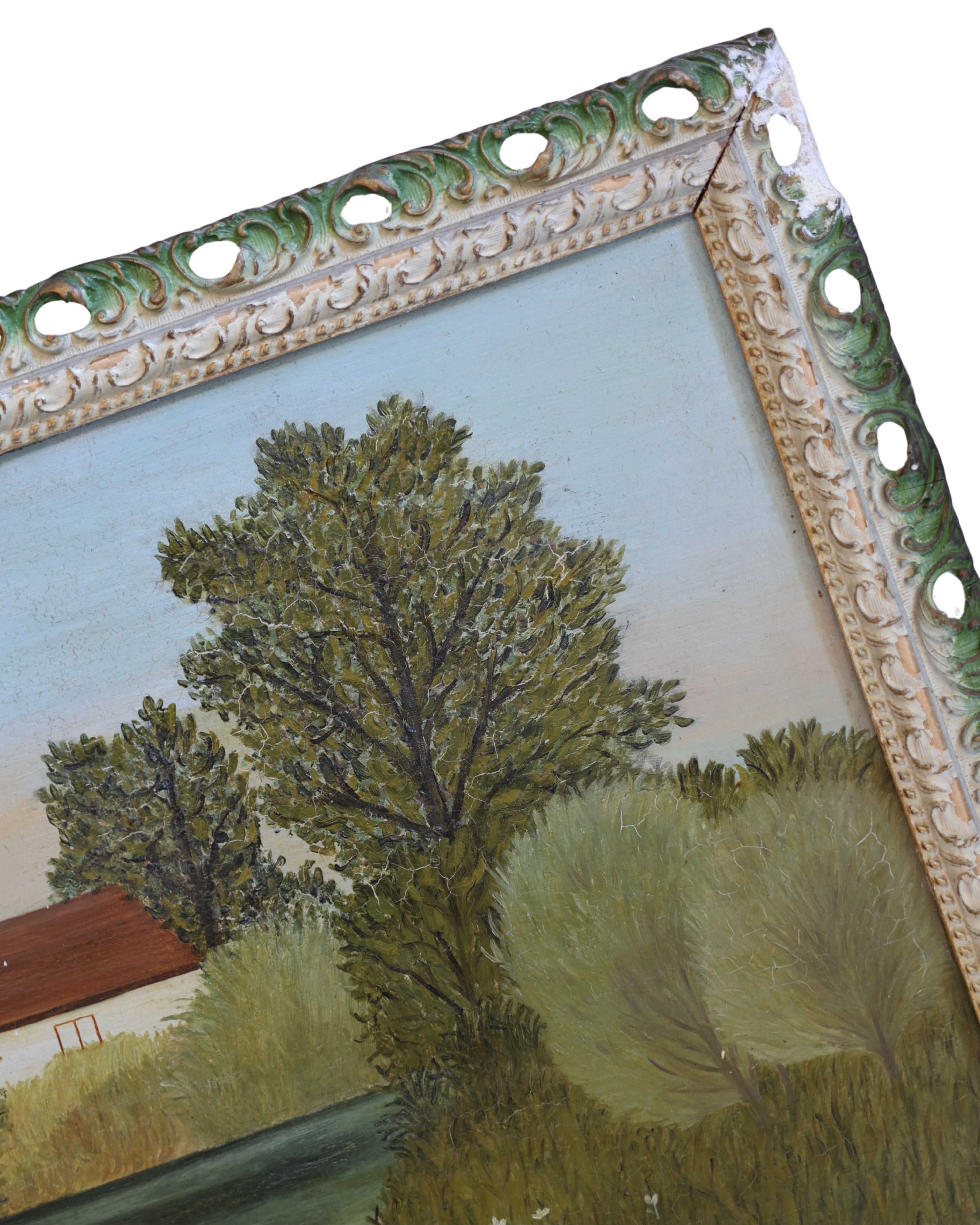 Folk Art Landscape Painting with Swan-6