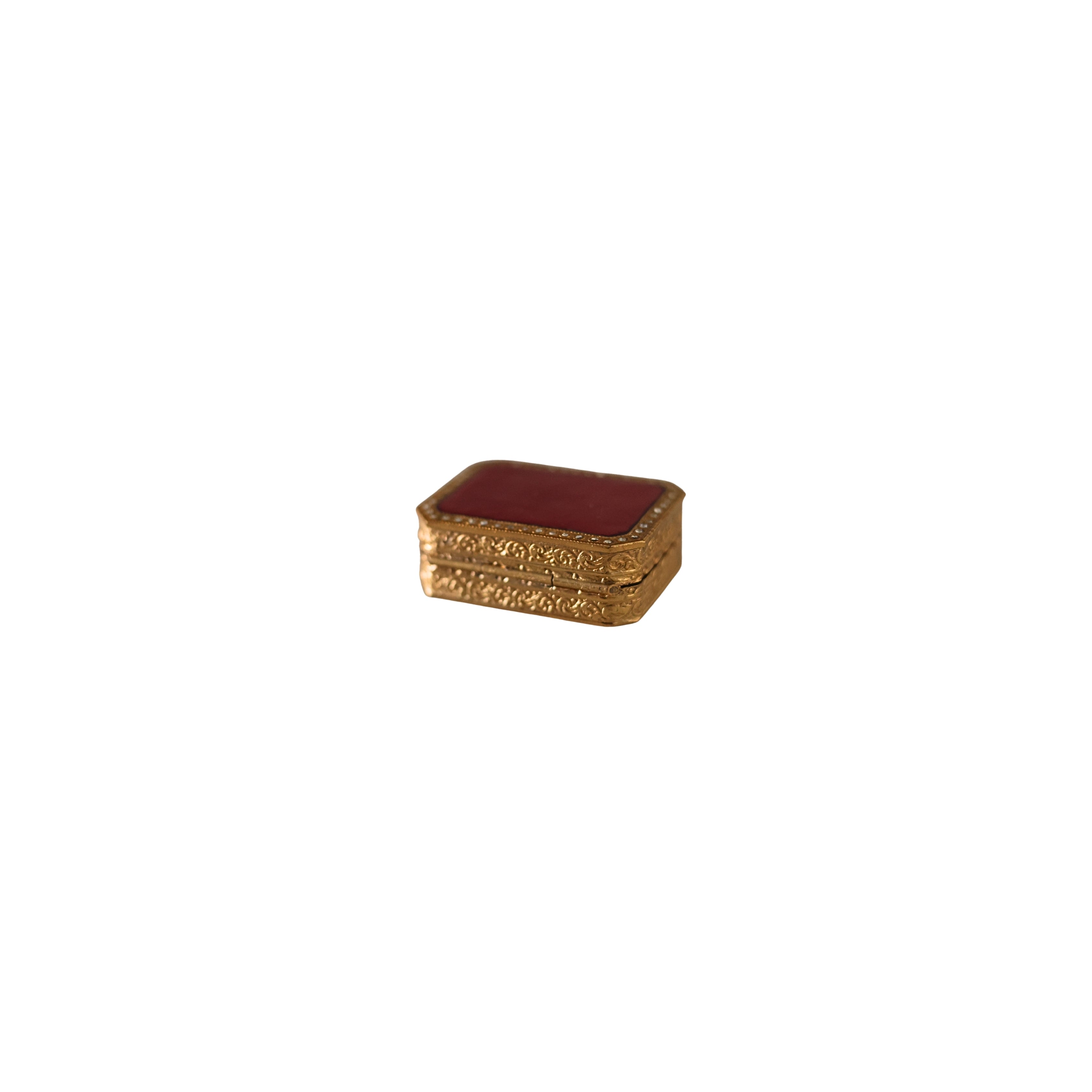 Engraved Enamel Jeweled Pill Box