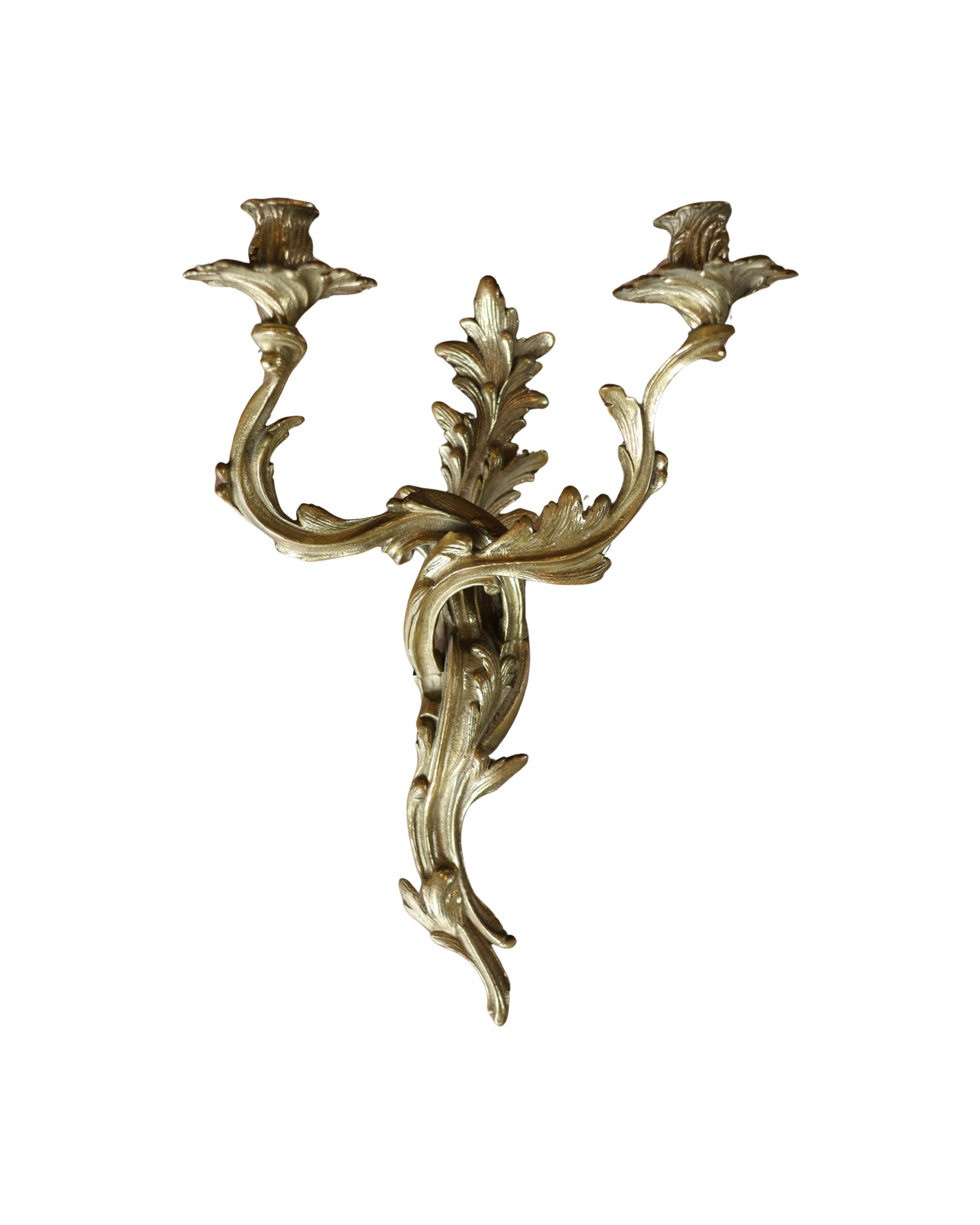 Louis XV Style Gilt Bronze Two-Light Wall Sconces-2