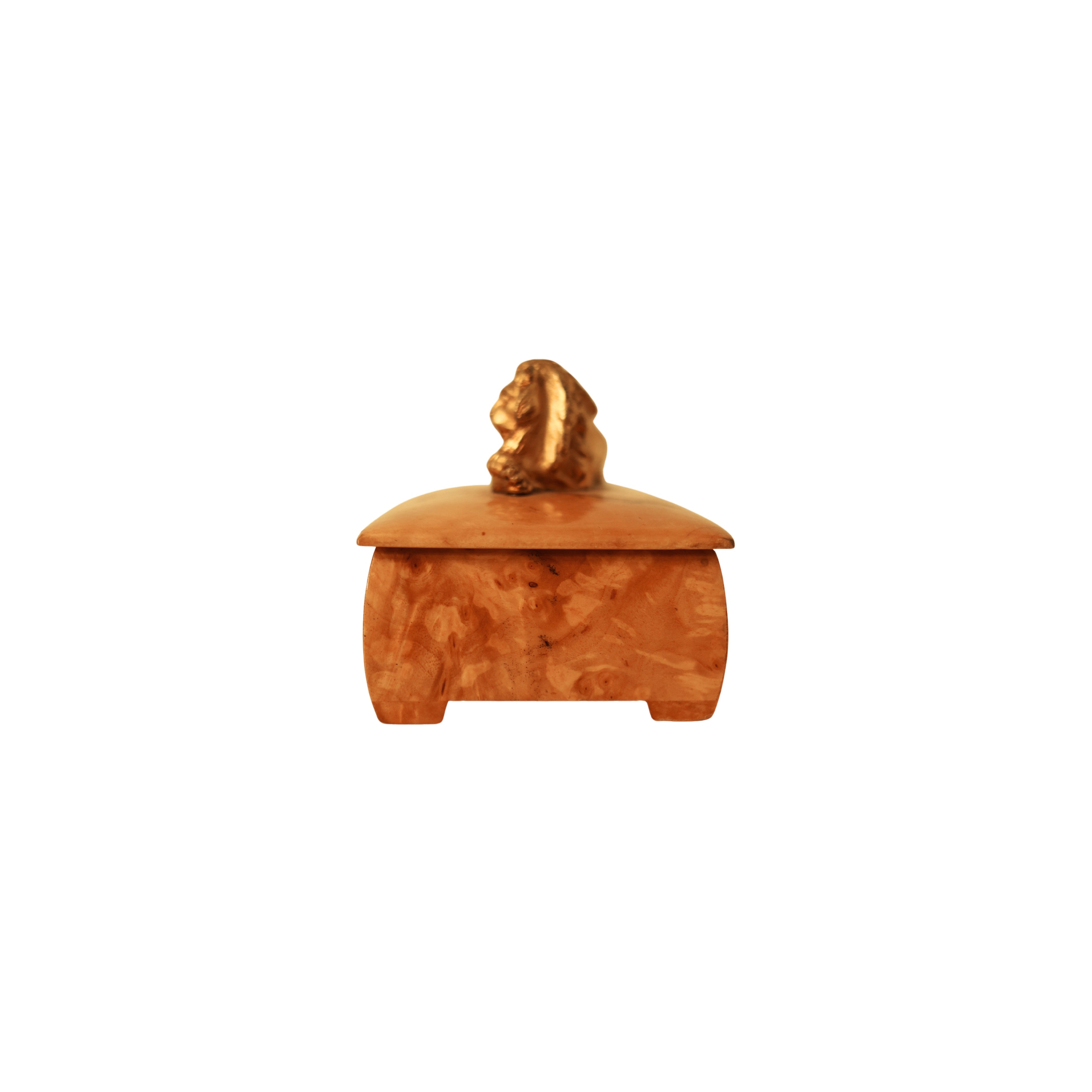 Burl Trinket Box with Lion Finial