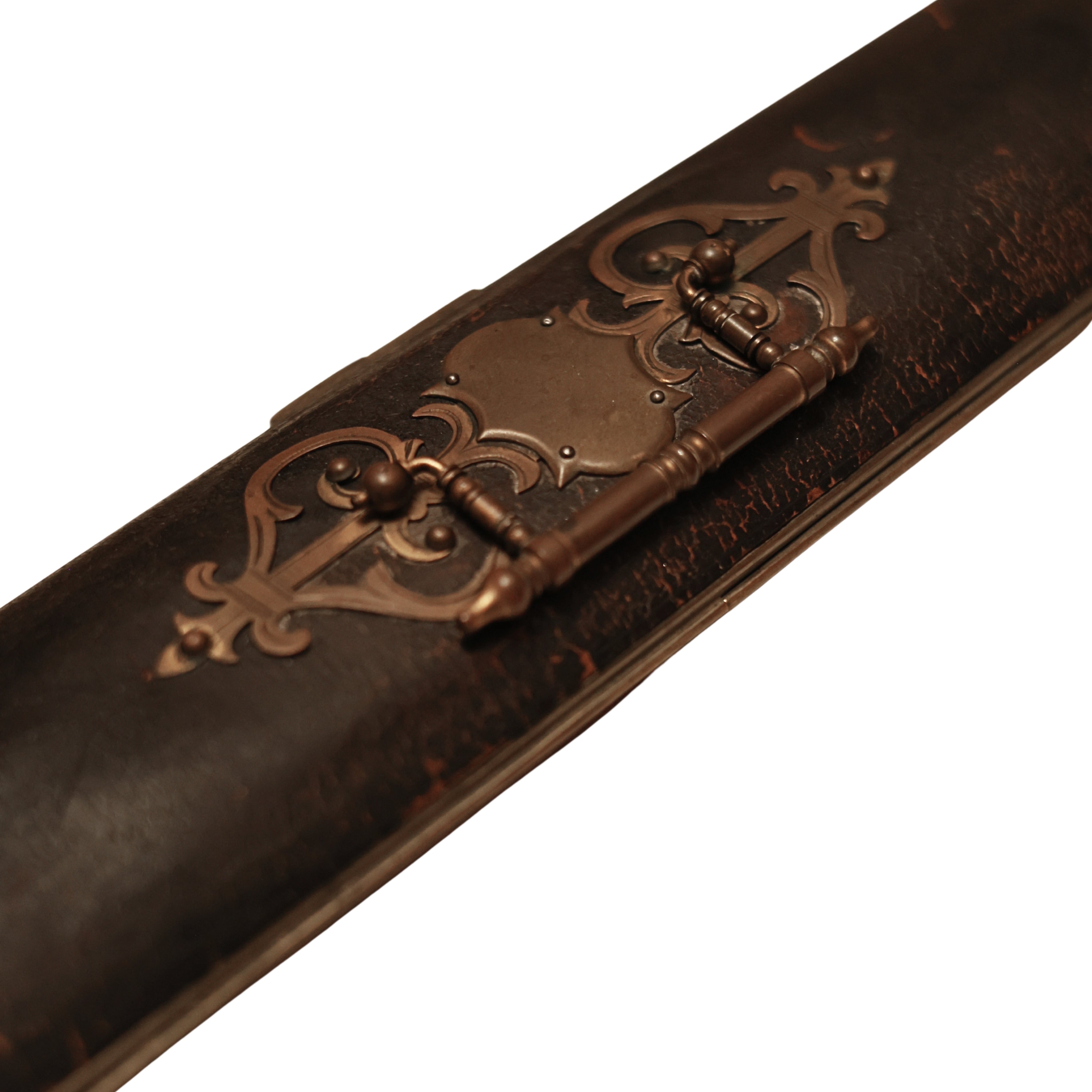 19th c. Leather Glove Box with Brass Mounts