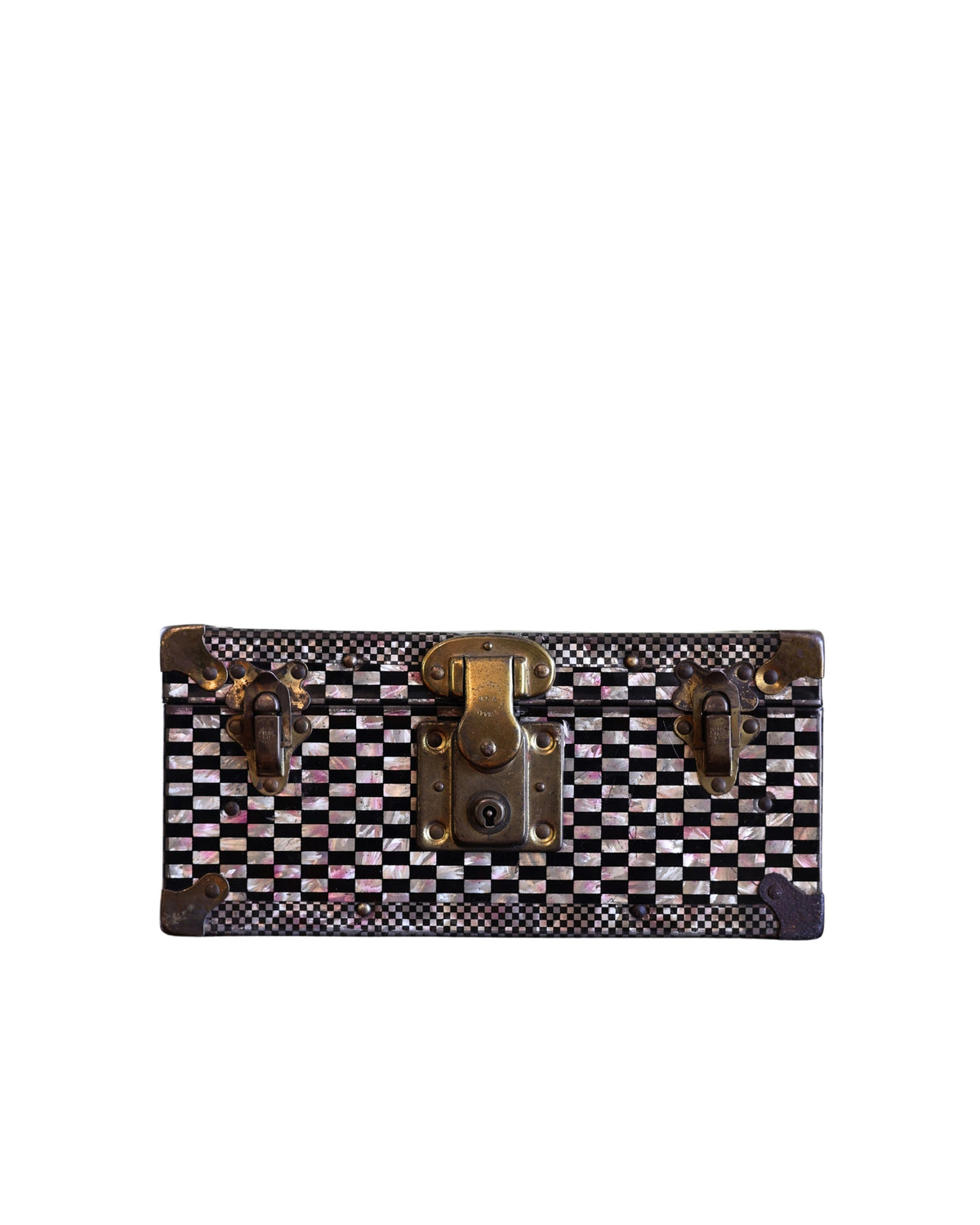 Miniature Checkerboard Steamer Trunk