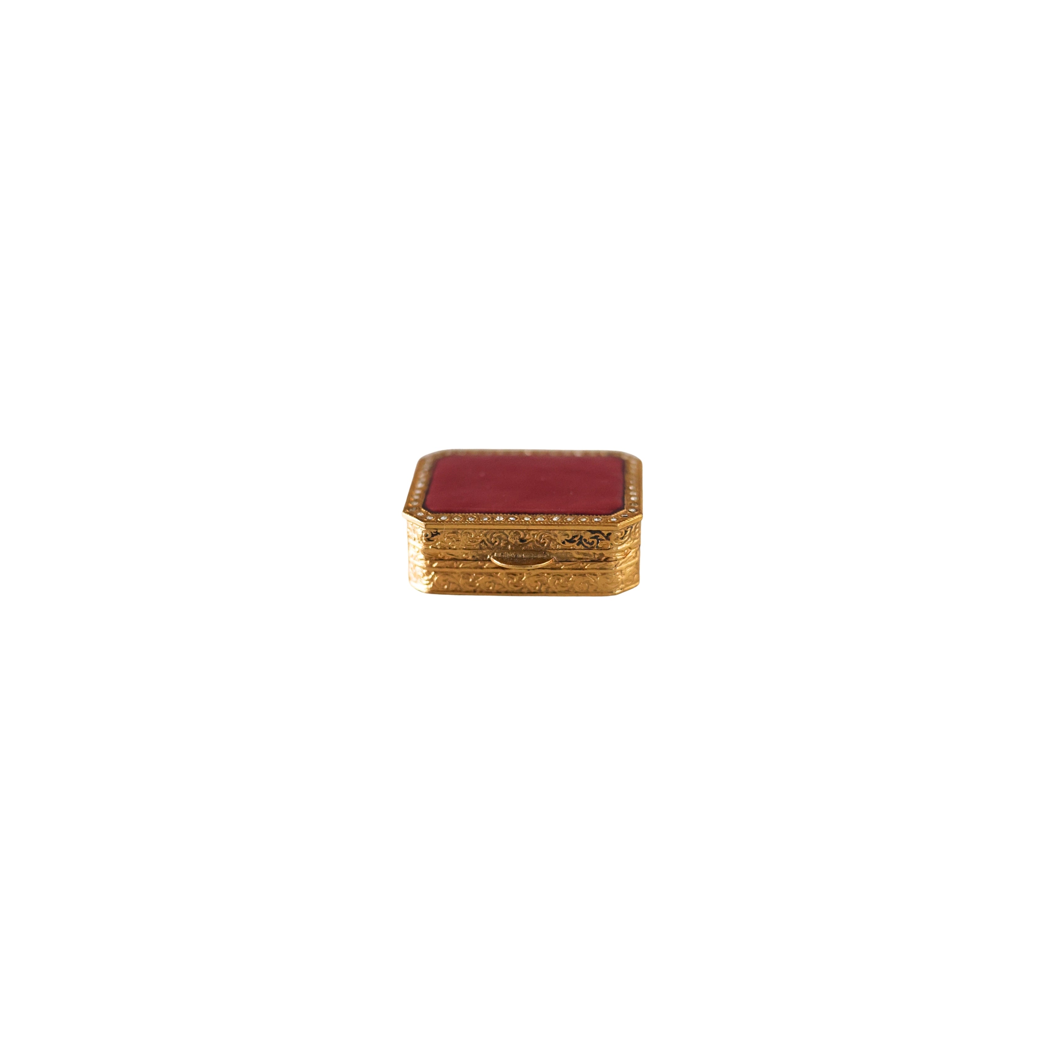Engraved Enamel Jeweled Pill Box