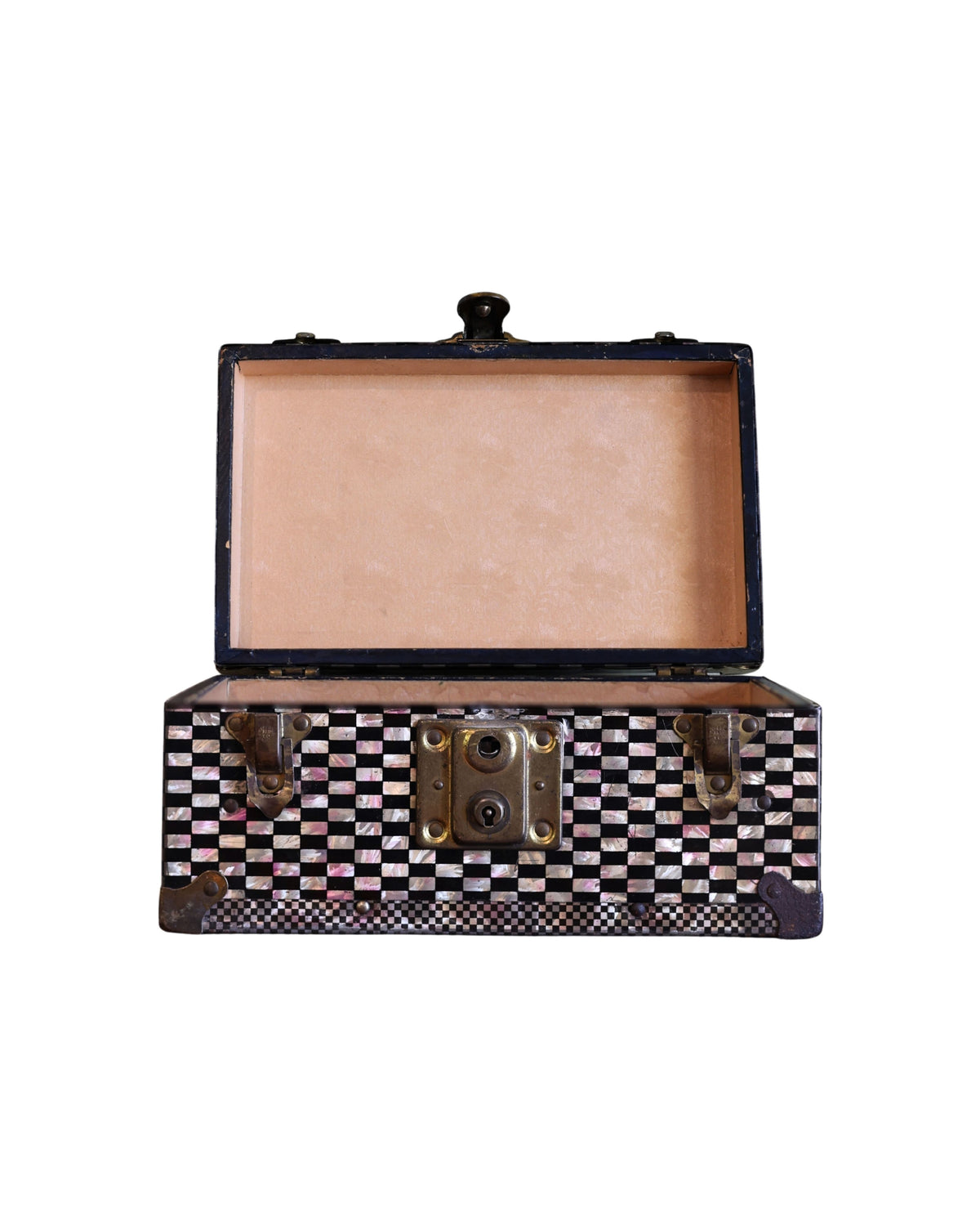 Miniature Checkerboard Steamer Trunk