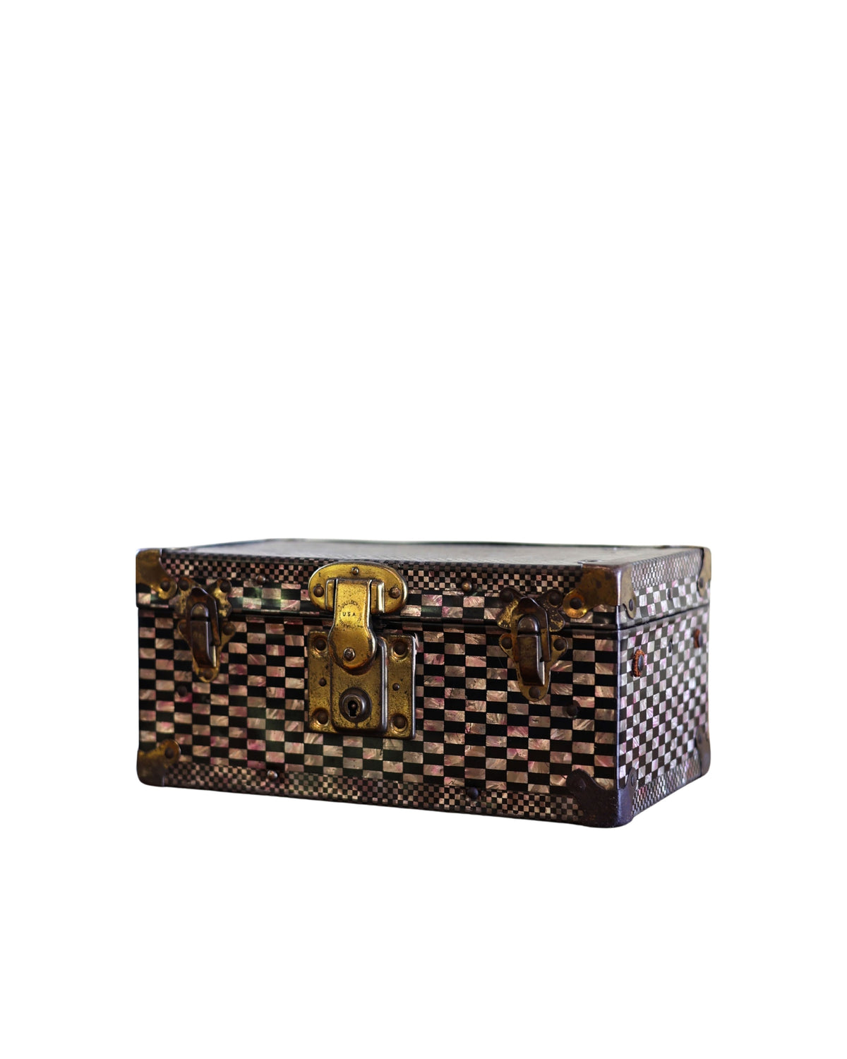 Miniature Checkerboard Steamer Trunk-3