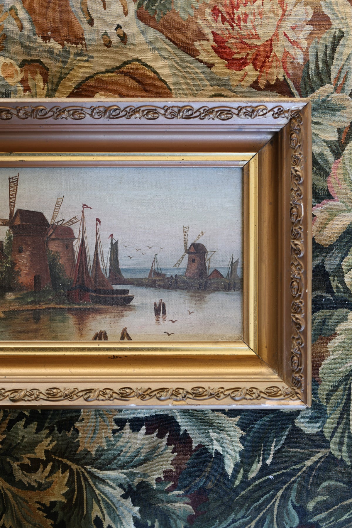 Dutch Canal Landscape with Windmills, Oil Painting-6