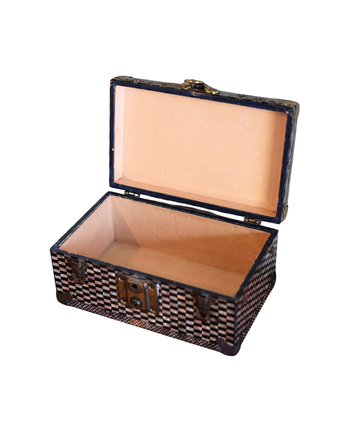 Miniature Checkerboard Steamer Trunk-4
