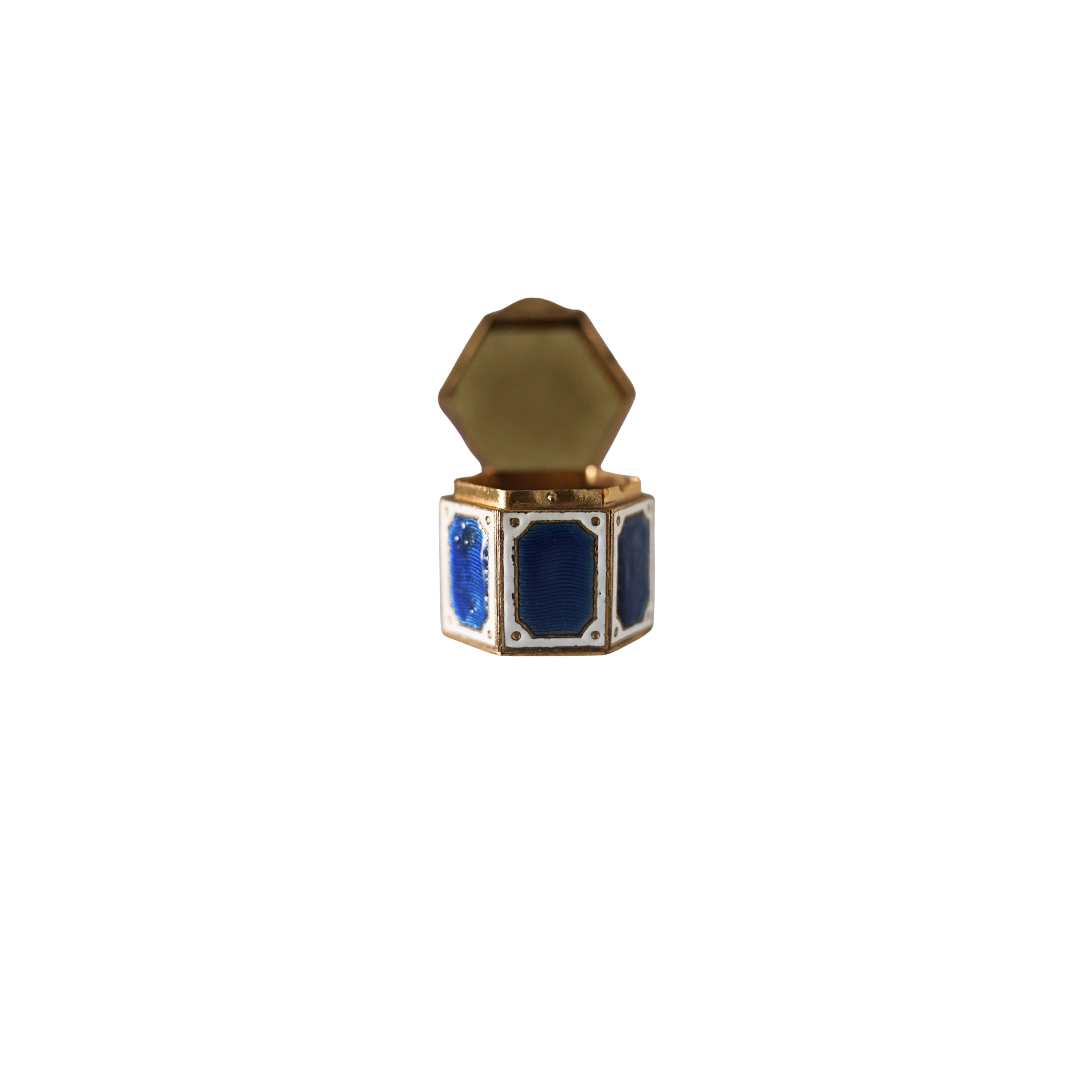 Blue & White Enamel Hexagonal Pill Box