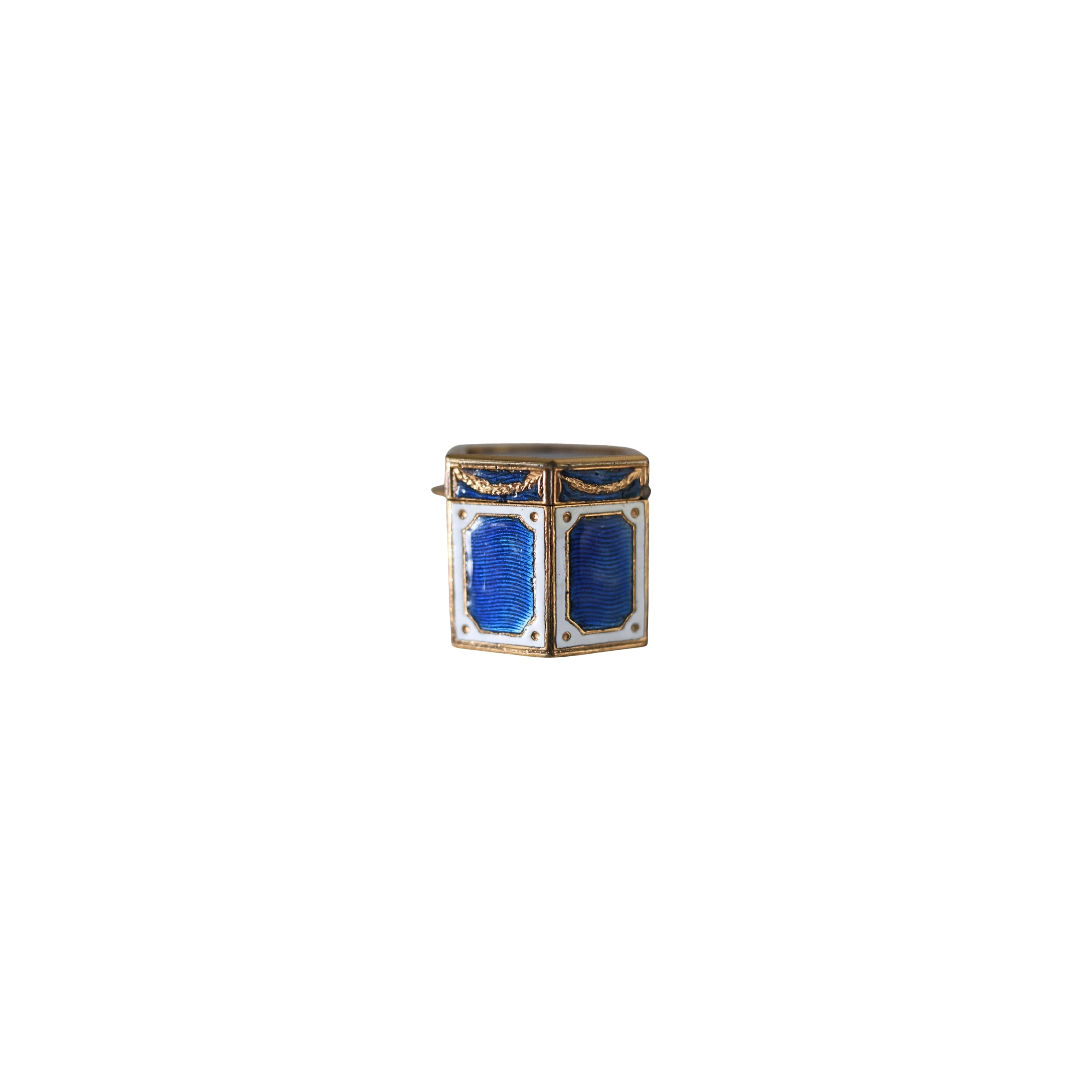 Blue & White Enamel Hexagonal Pill Box