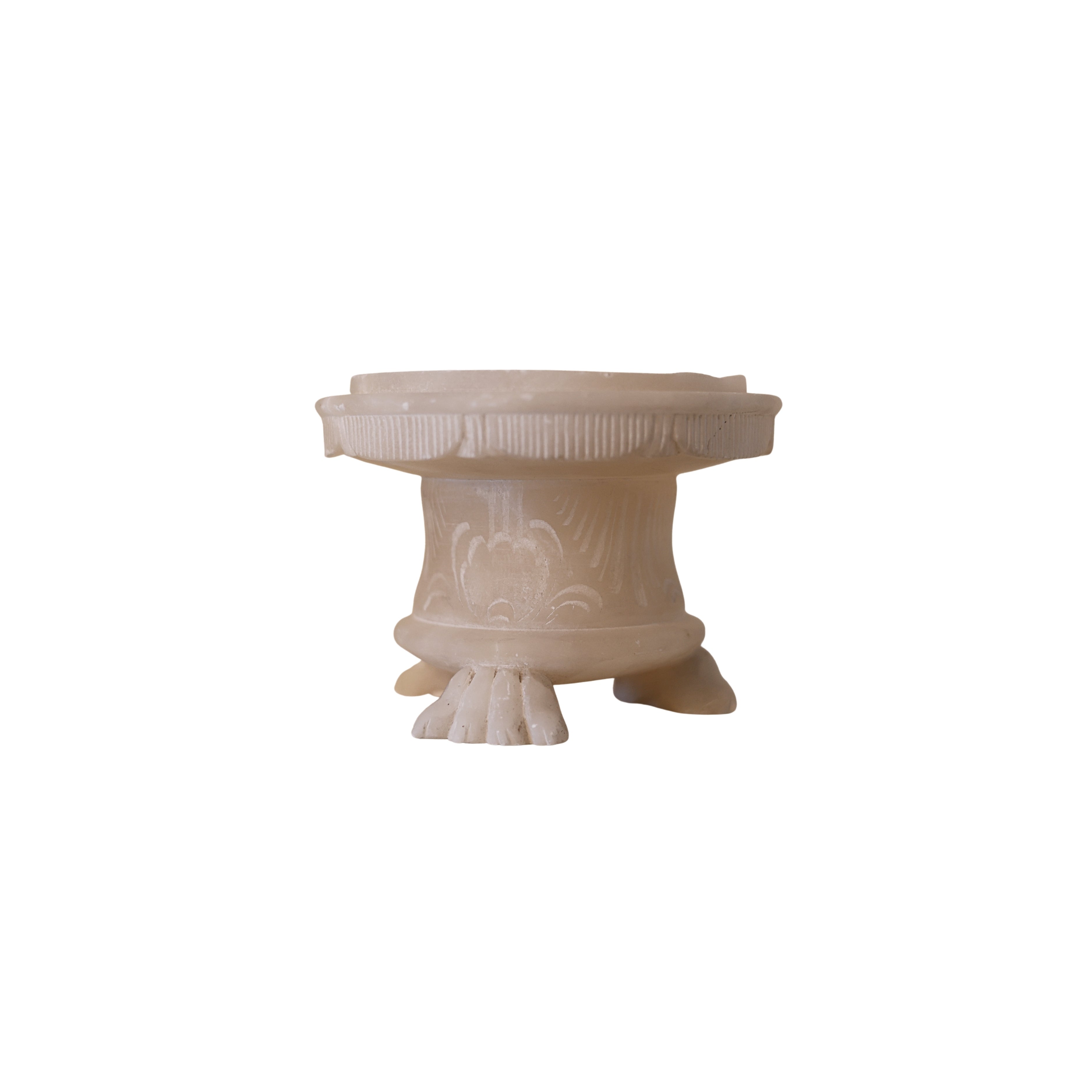 Carved Alabaster Footed Vessel