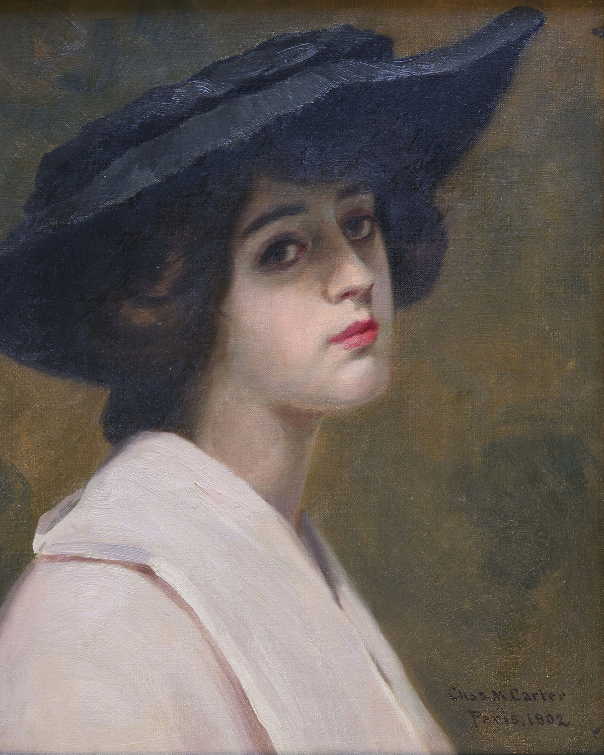 c. 1902 Parisienne Oil Portrait of a Woman