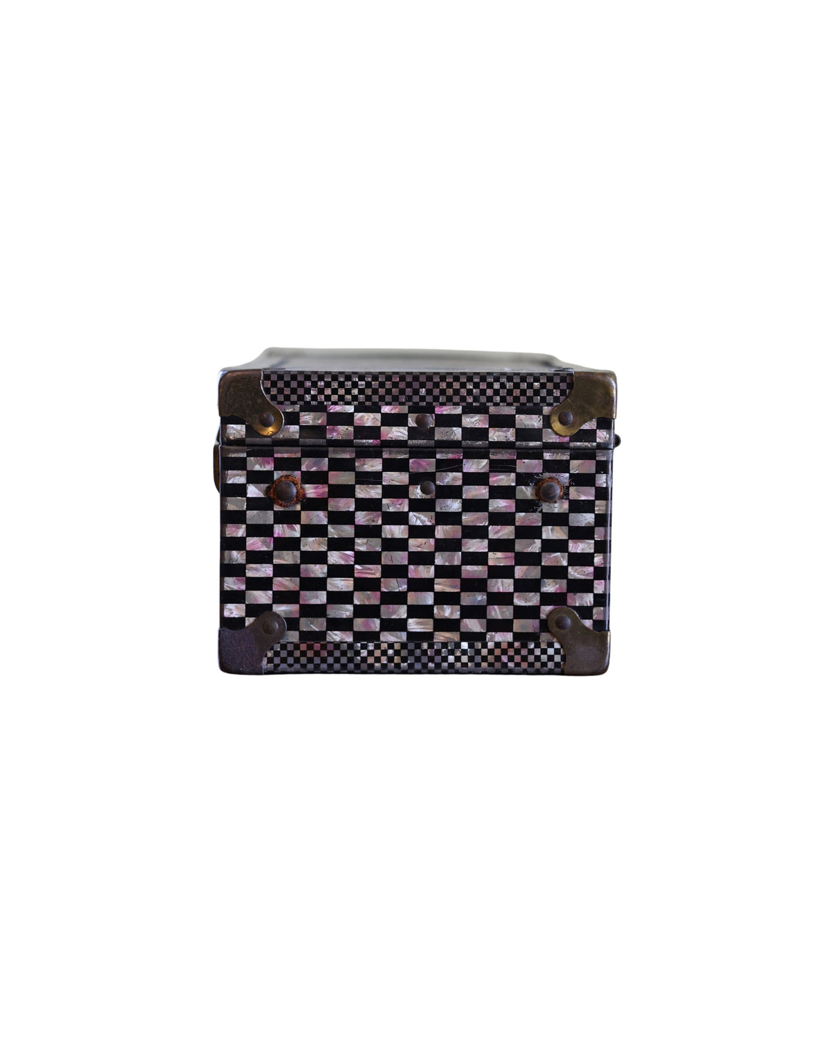 Miniature Checkerboard Steamer Trunk-6