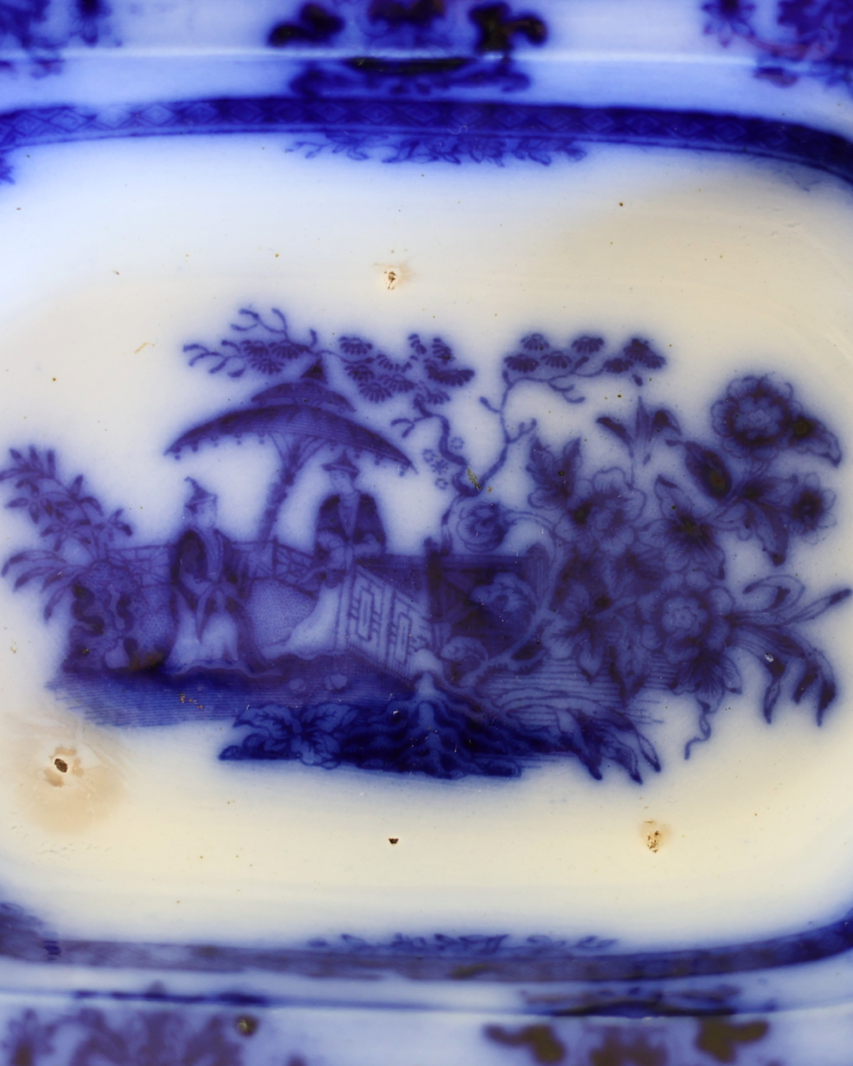 Davenport "Amoy" Flow Blue Serving Dish-3