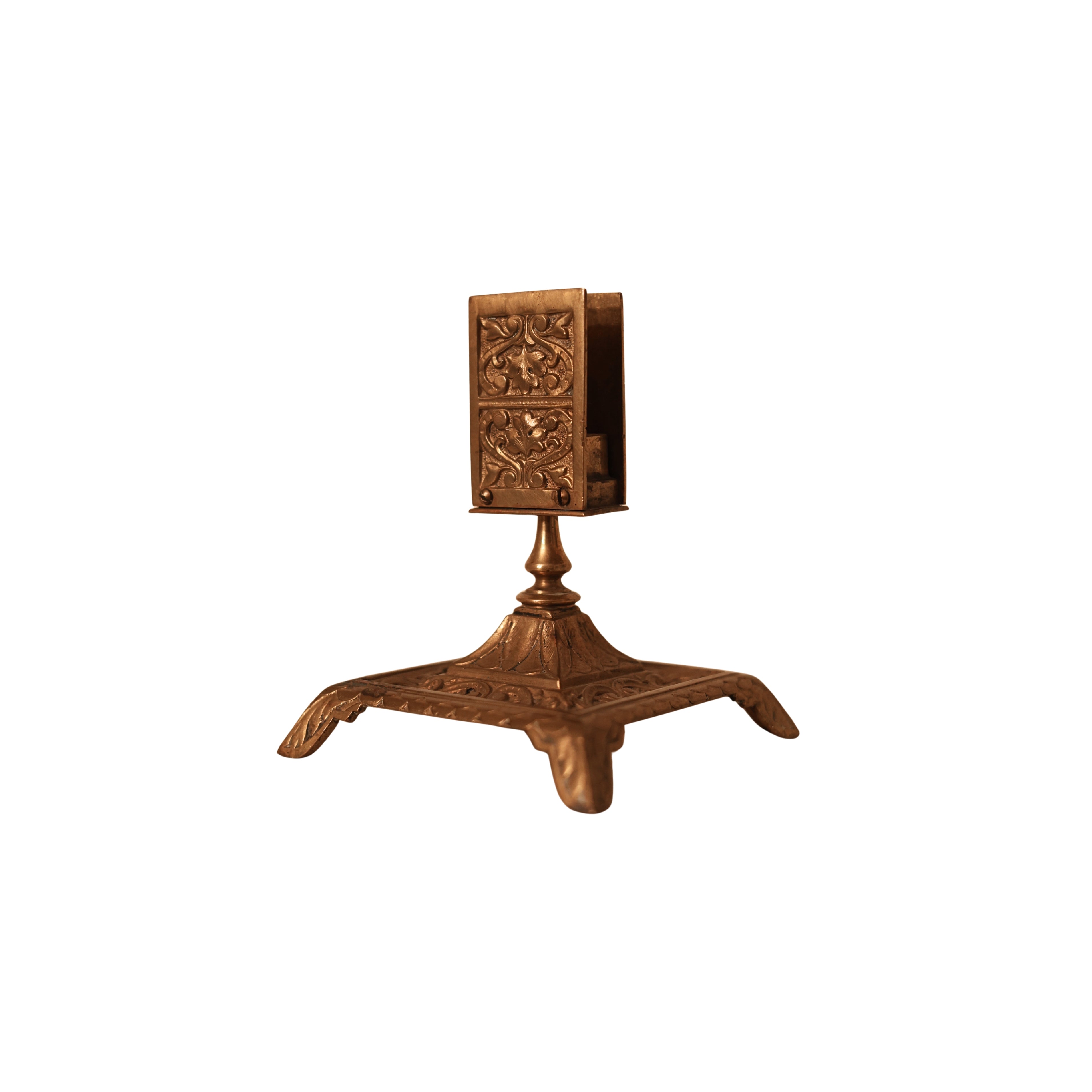 Foliate Relief Brass Match Holder