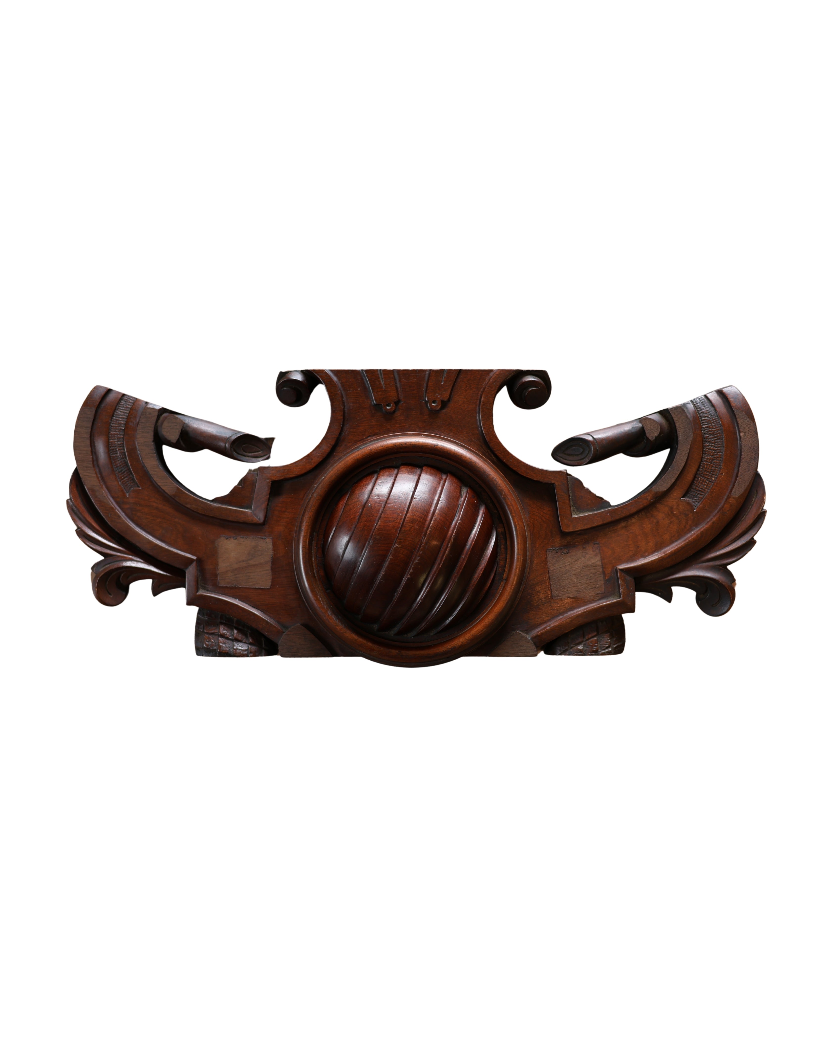 Mahogany Salvage Fragment with Scrolled Volutes-1