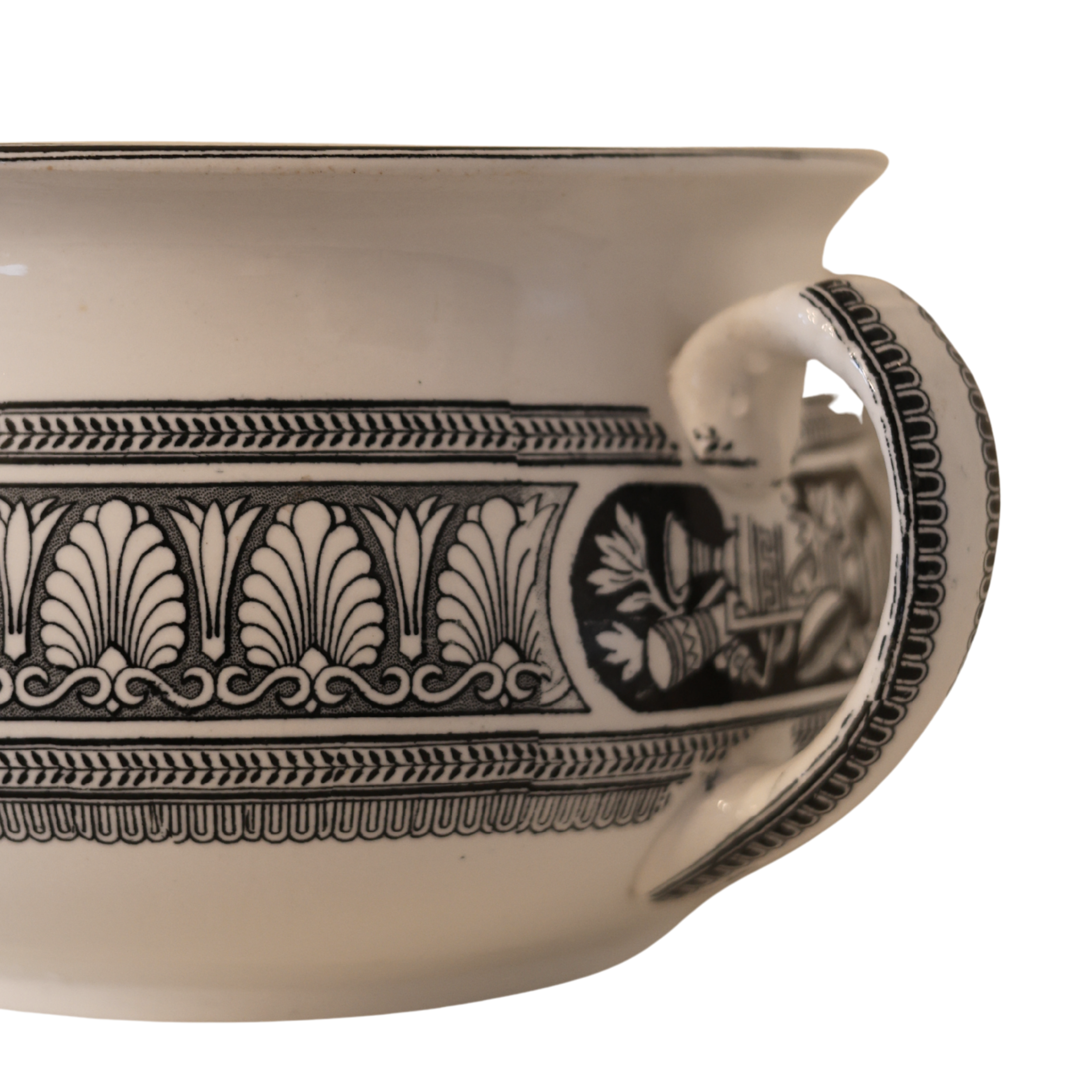 Neoclassical Black Transferware Chamber Vessel