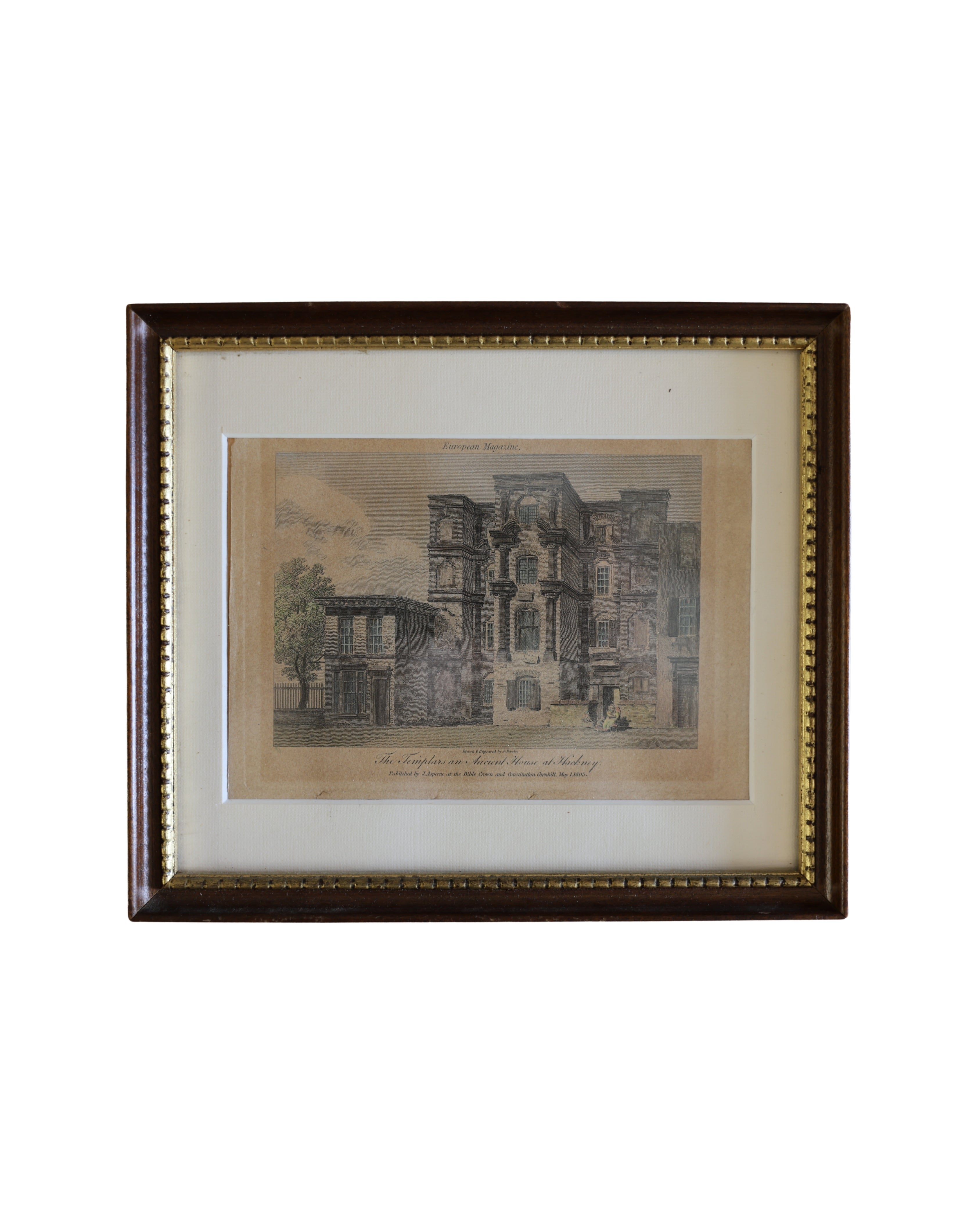 c.1803 Copperplate Engraving of The Templars' Ancient House at Hackney