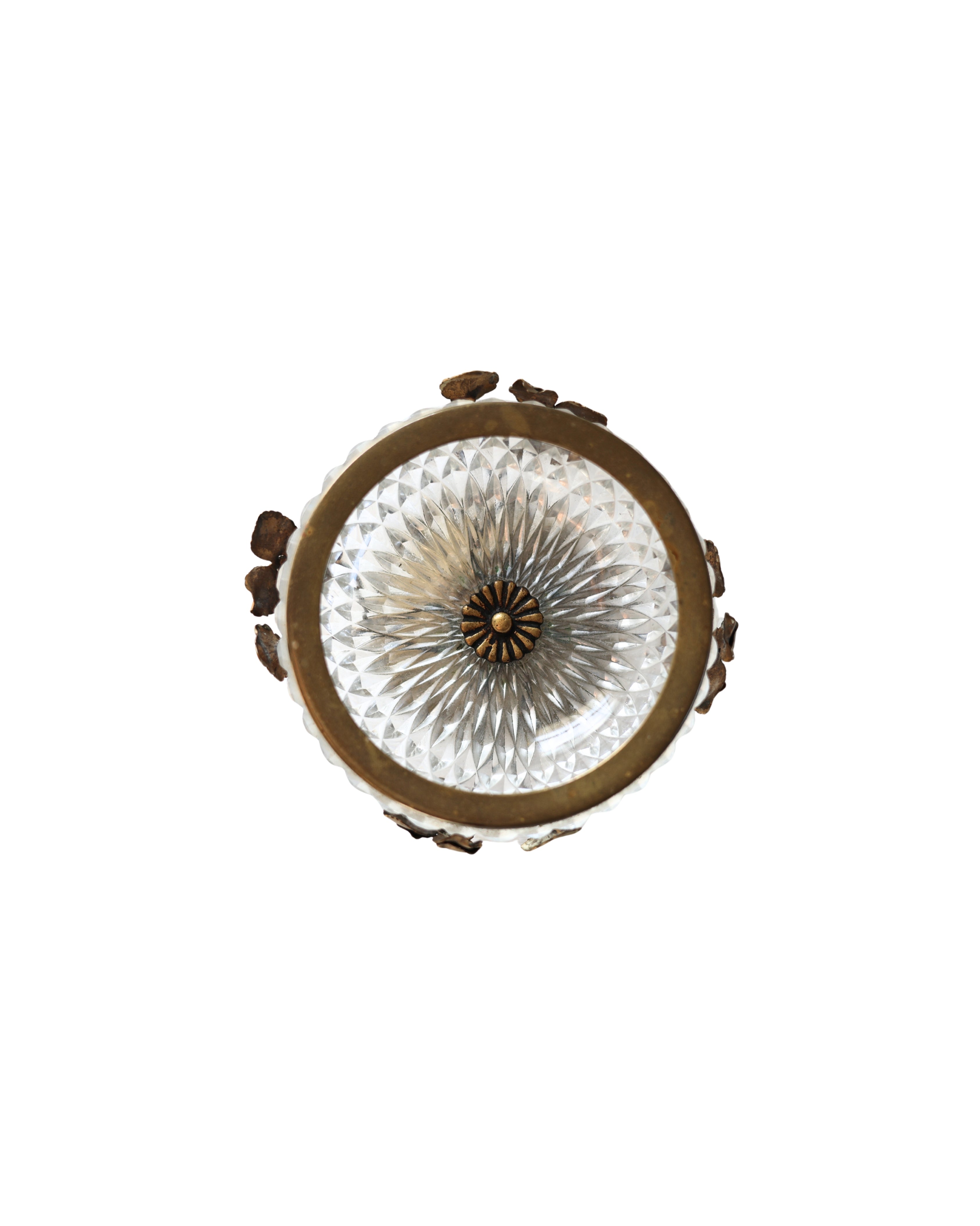 Cut Crystal & Bronze Table Lighter Smoking Set-7