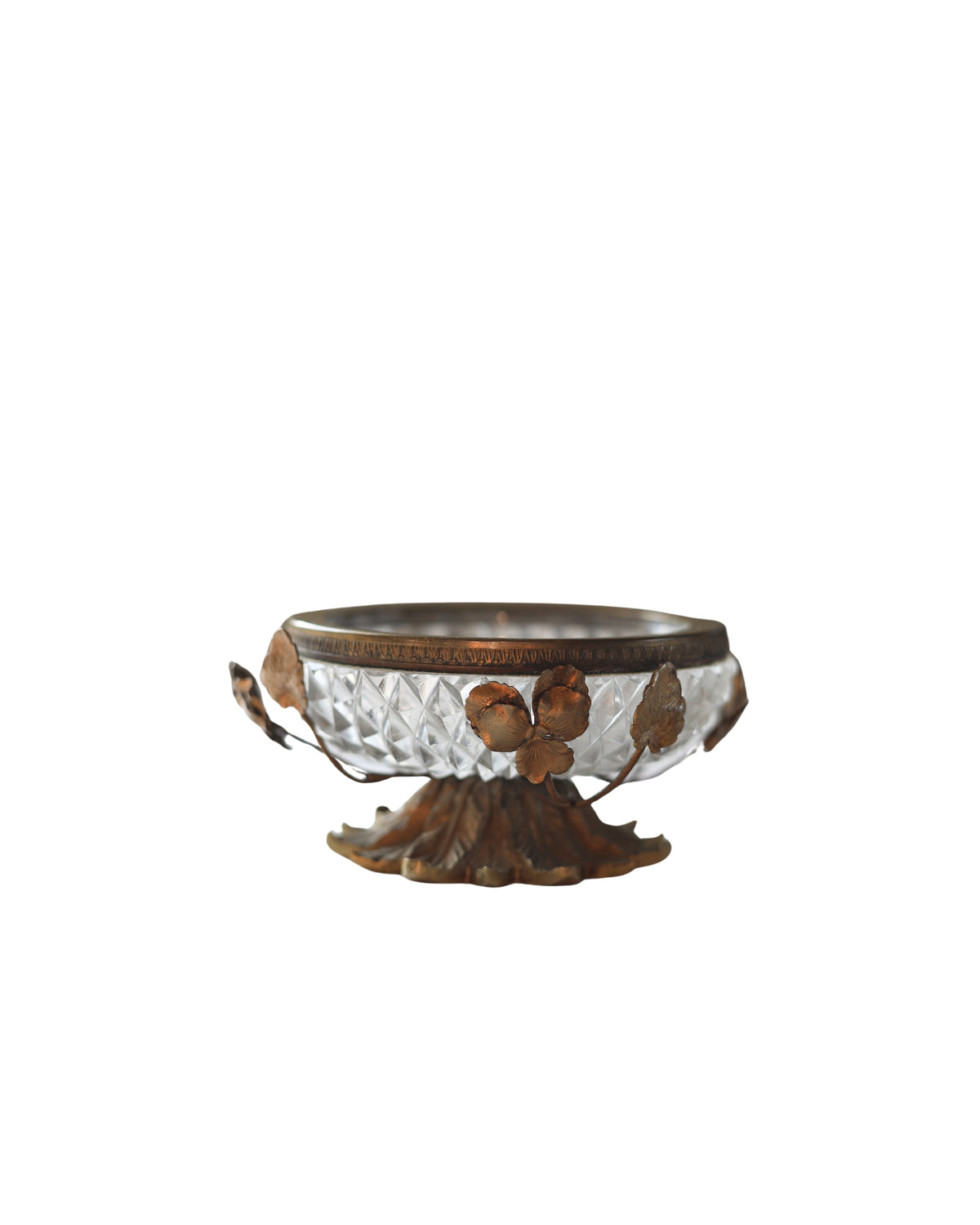 Cut Crystal & Bronze Table Lighter Smoking Set-2