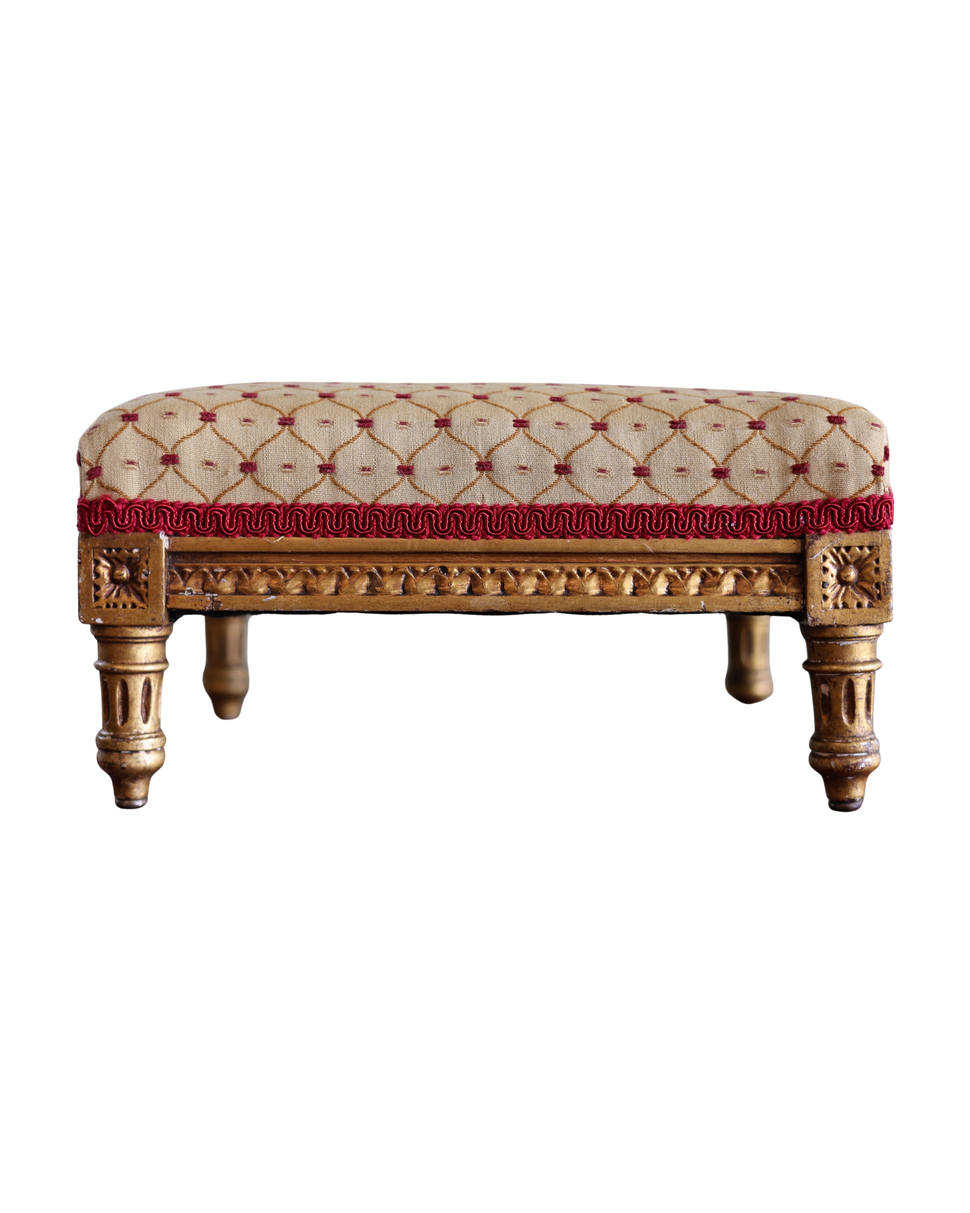 French Louis XVI-Style Giltwood Footstool-1