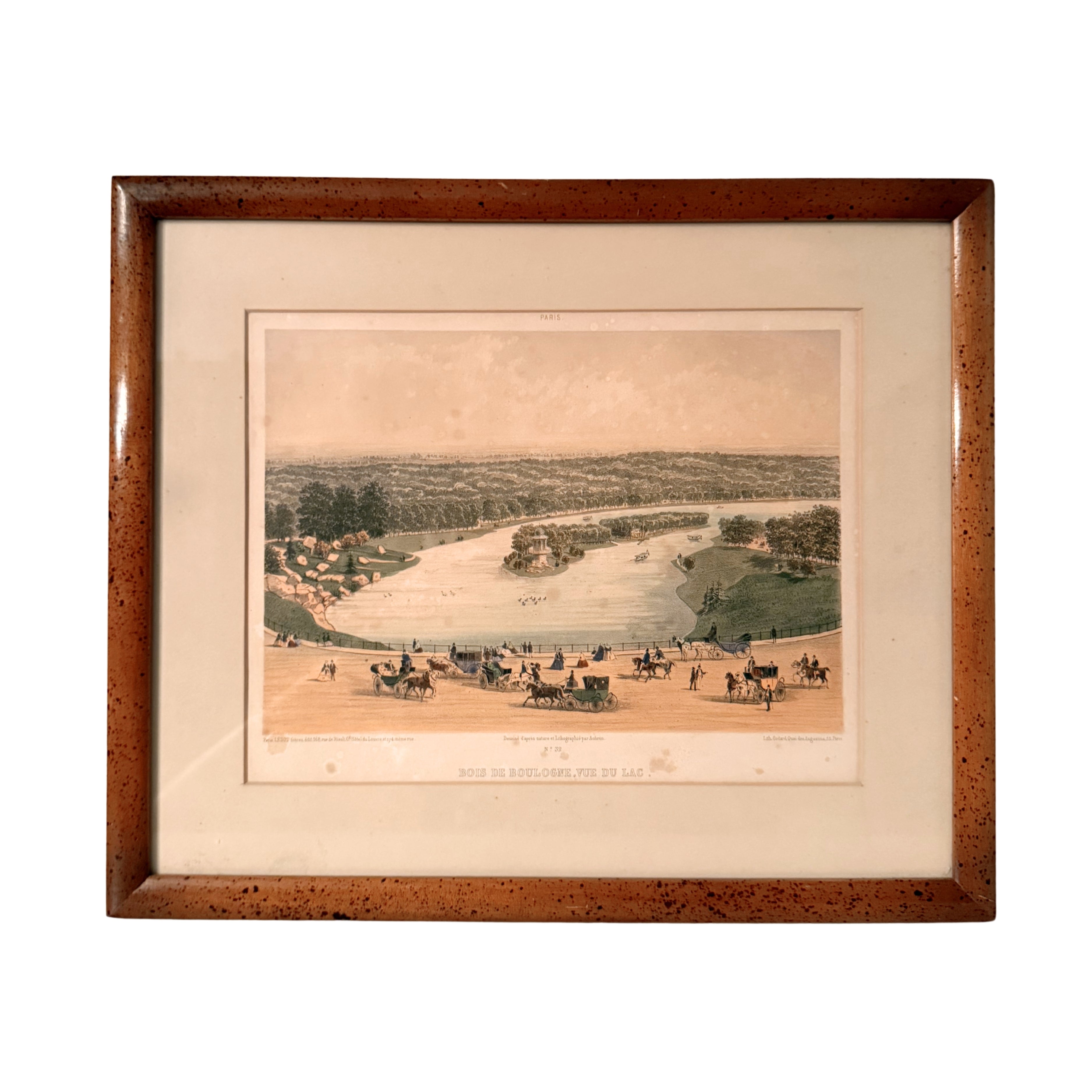 Bois de Boulogne, Vue du Lac French Lithograph