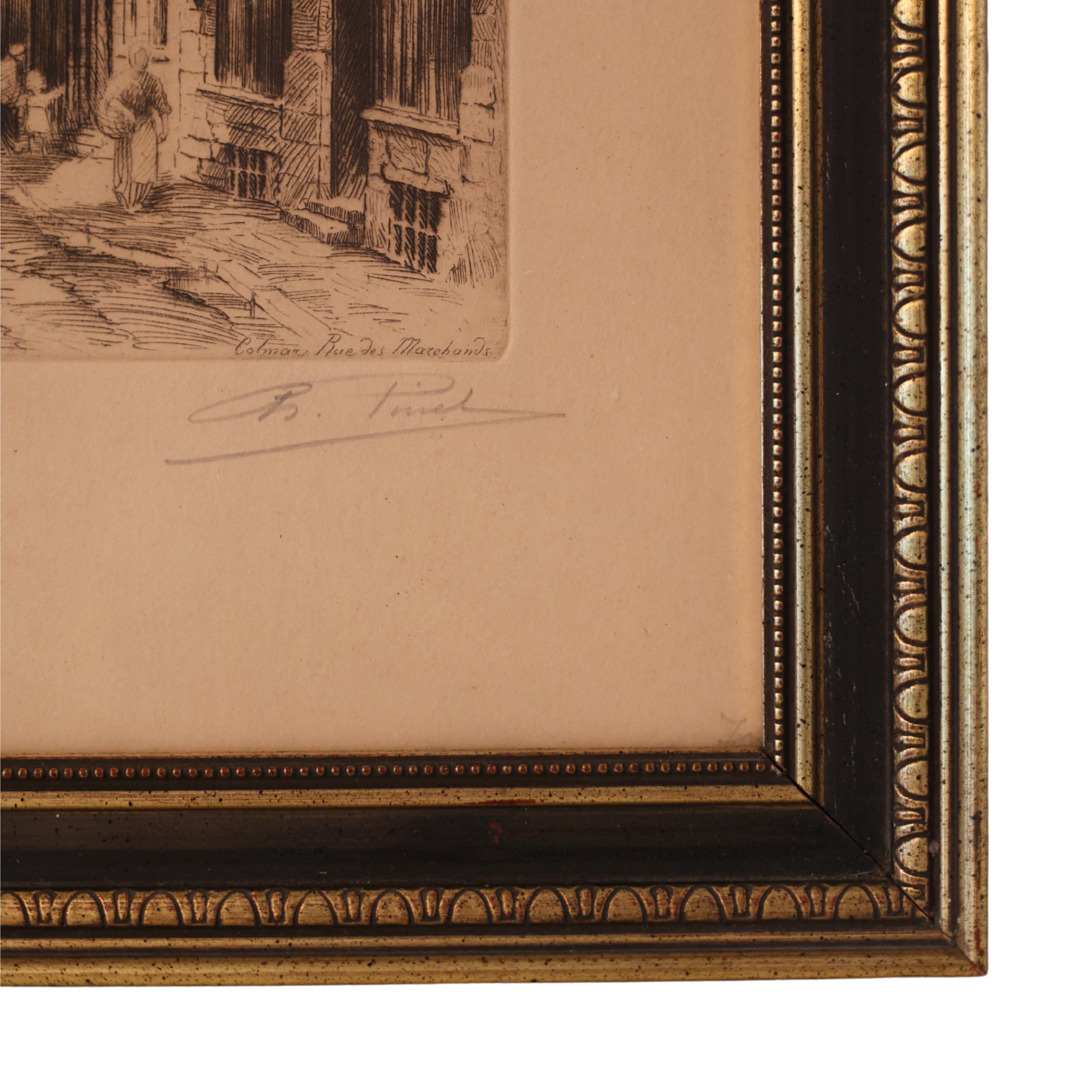 Architectural Etching — “Rue des Marchands, Colmar” by Charles Pinet (1867-1932)