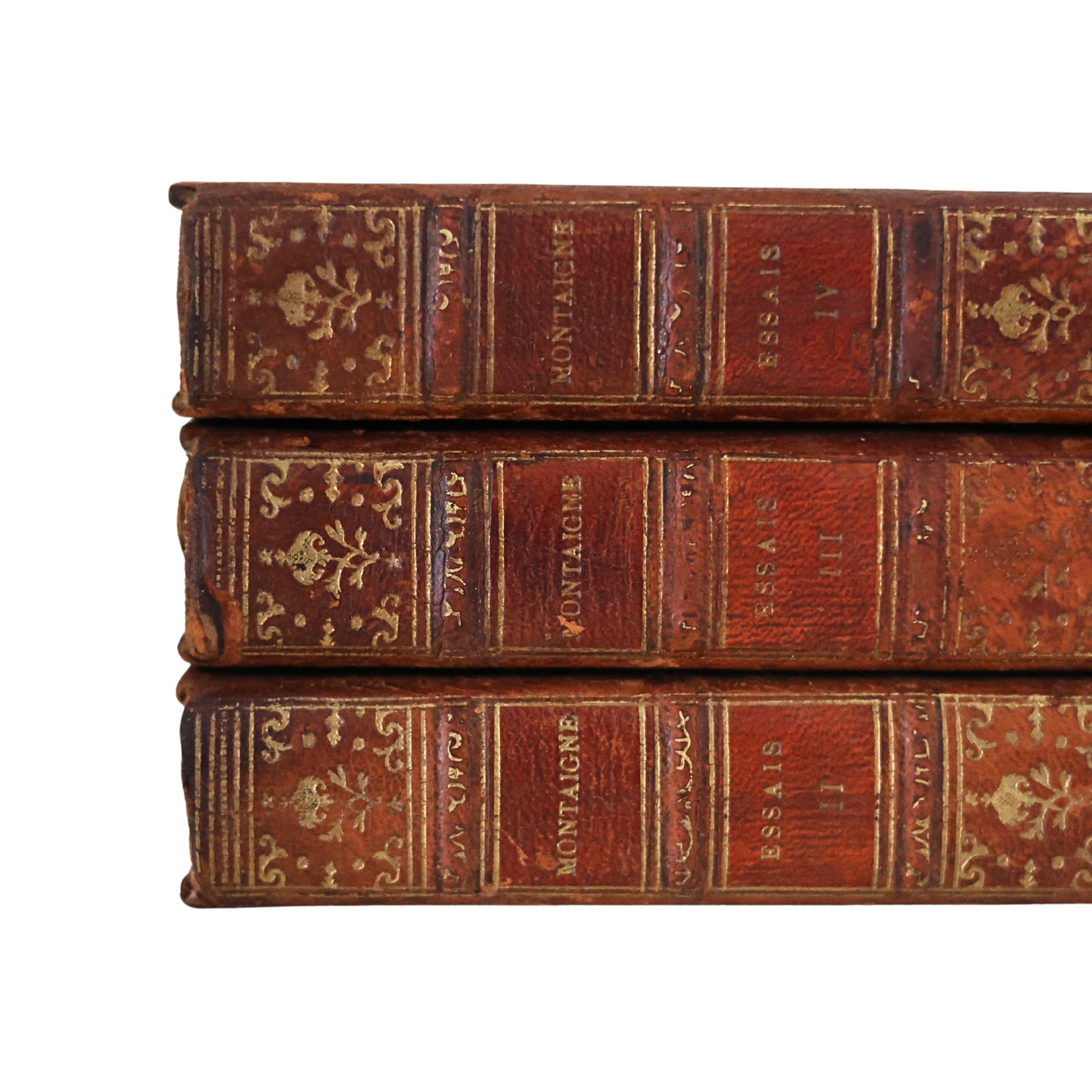 "Montaigne’s Essais" (Tomes II–IV) French Leather-Bound Books