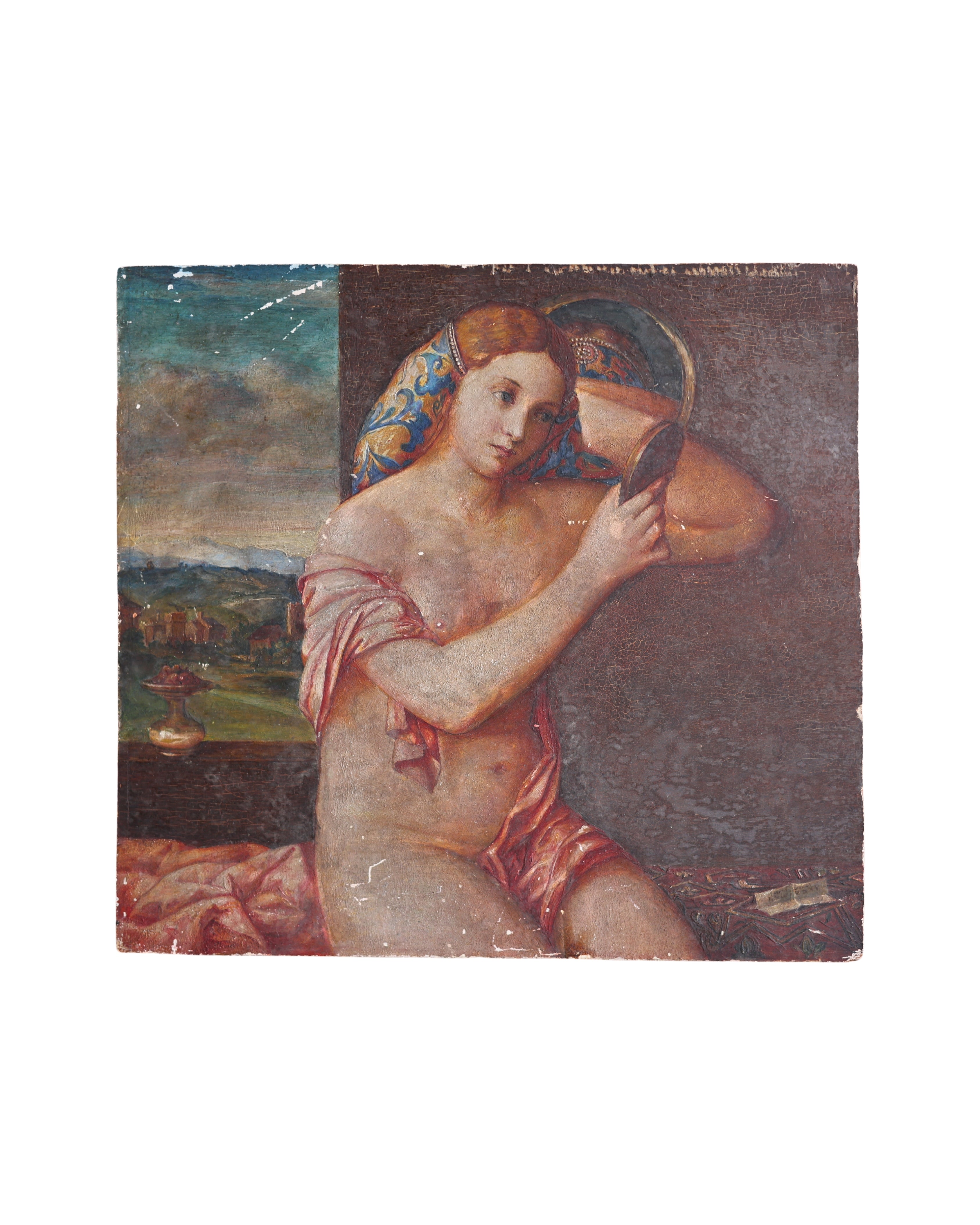 After Giovanni Bellini's Naked Young Woman in Front of a Mirror Oil on Board