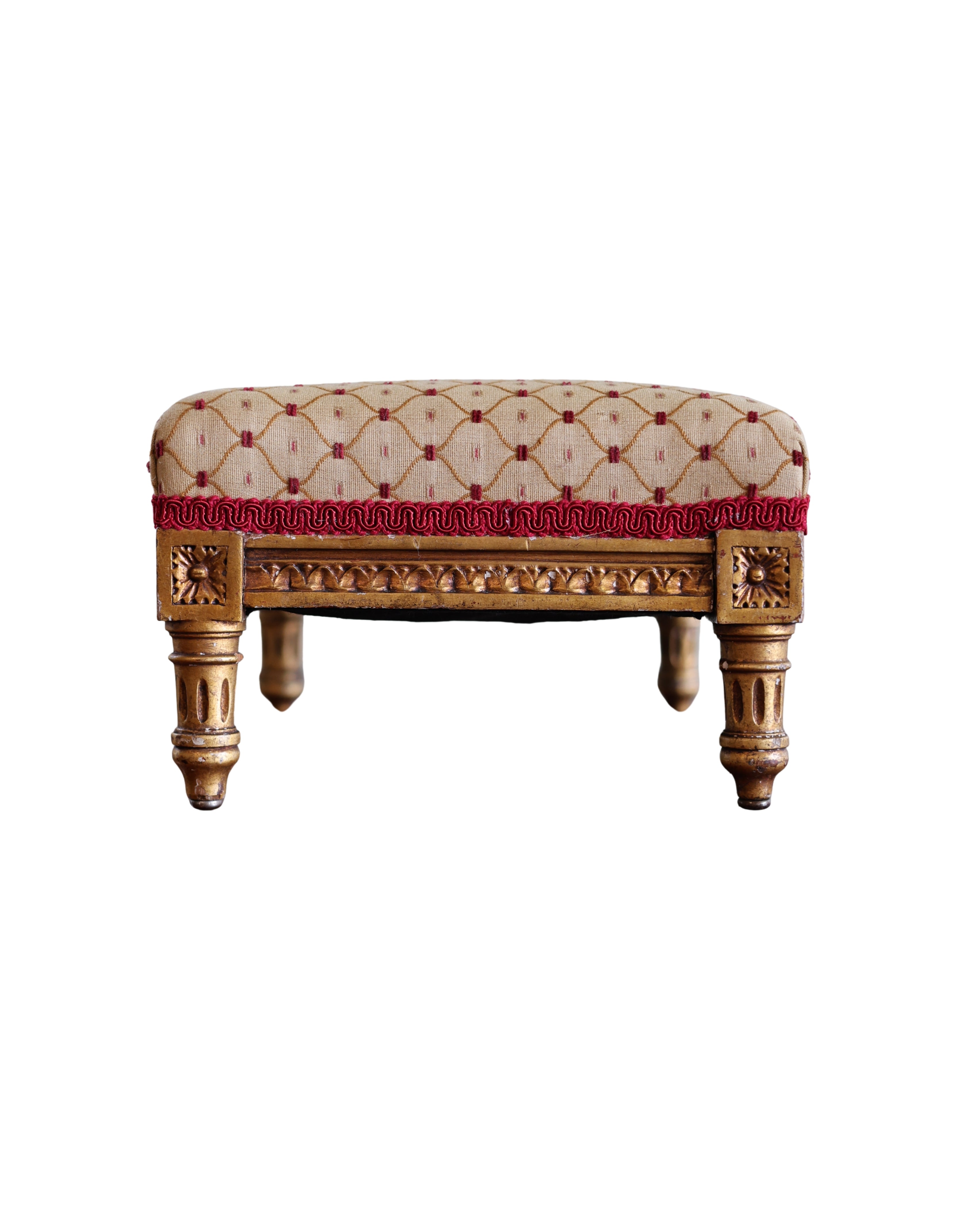 French Louis XVI-Style Giltwood Footstool-2