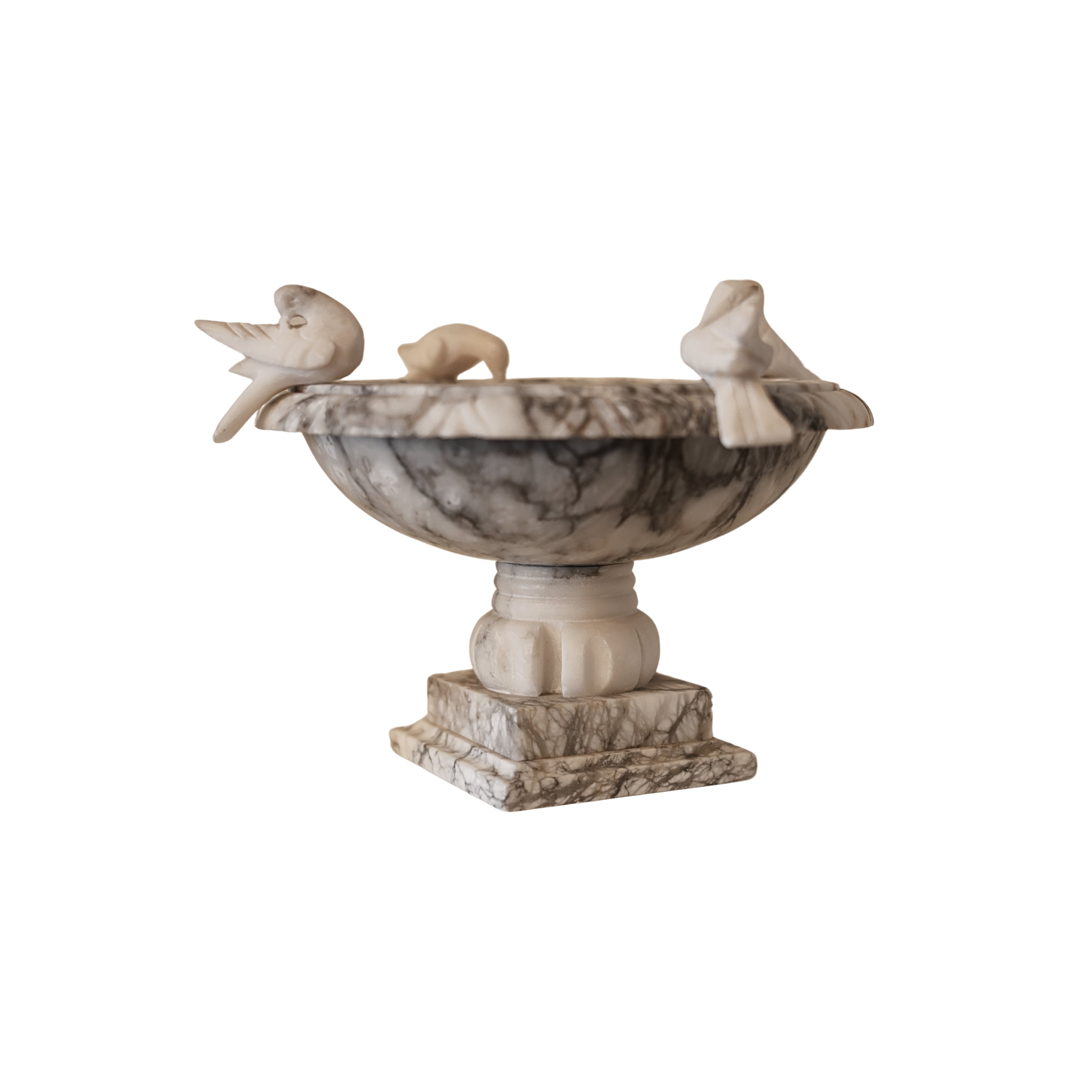 Italian Alabaster Bird Bath Sculpture