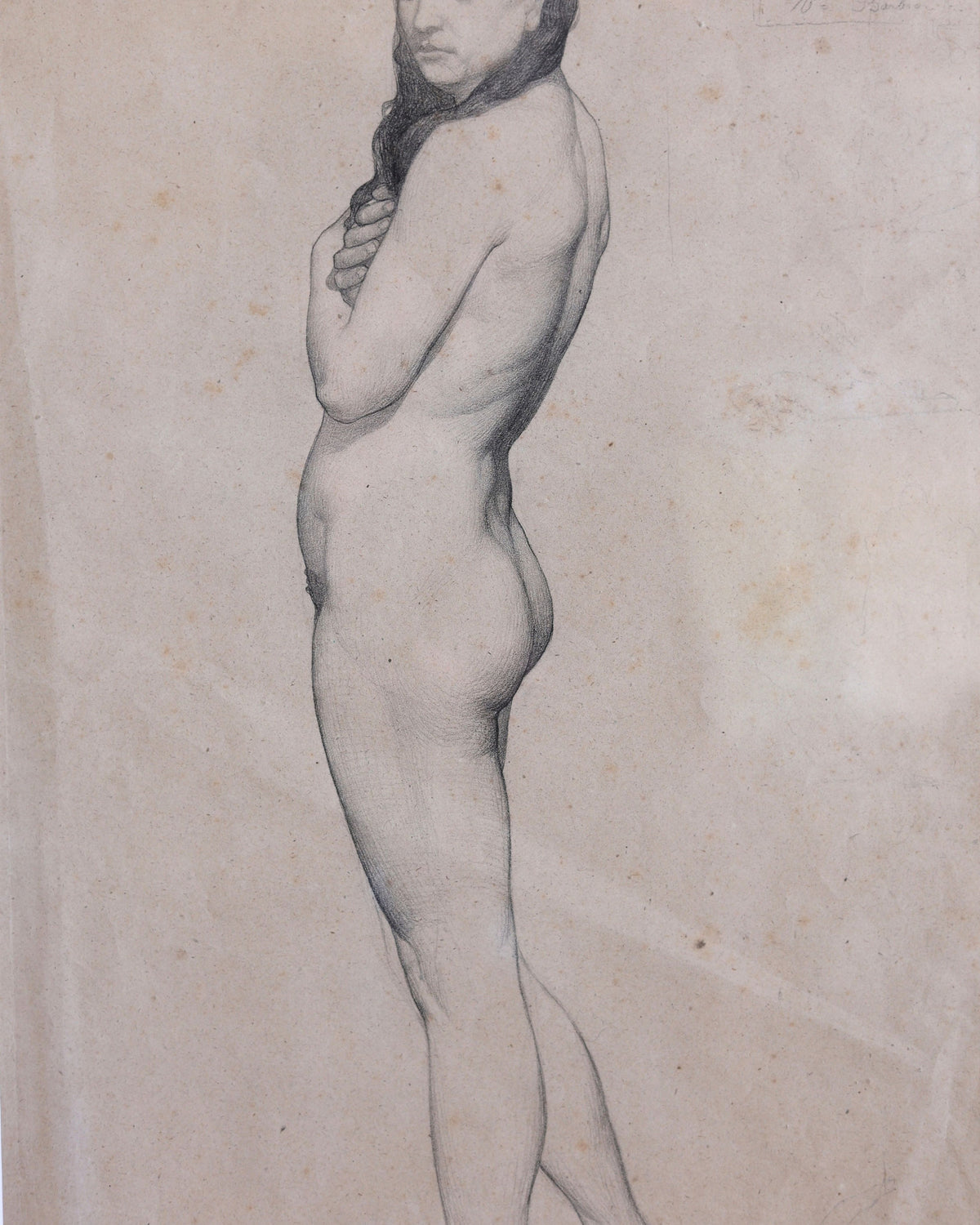 Academic Graphite Study of a Standing Female Nude-4