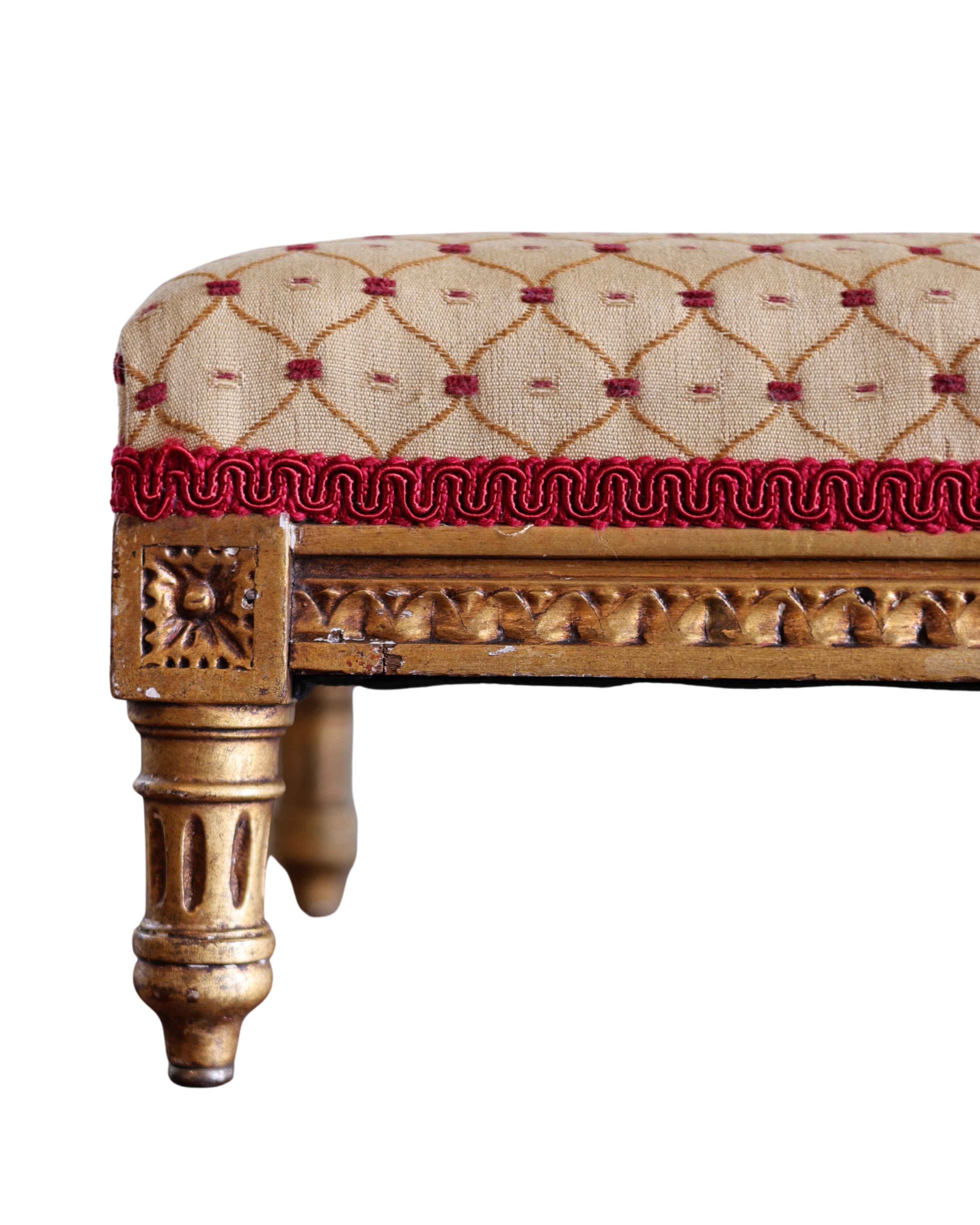 French Louis XVI-Style Giltwood Footstool-3