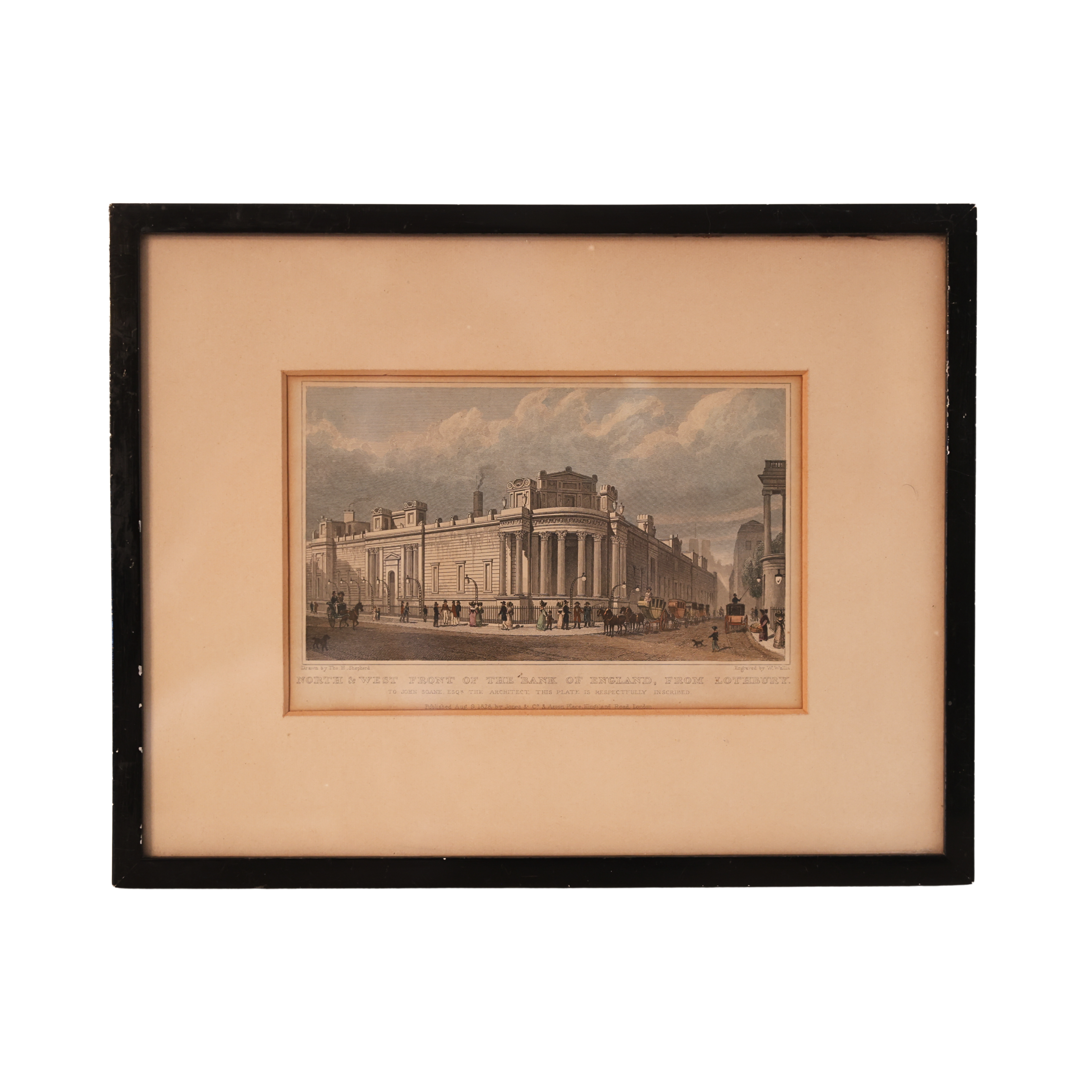 c. 1828 Hand-Colored Engraving — Bank of England