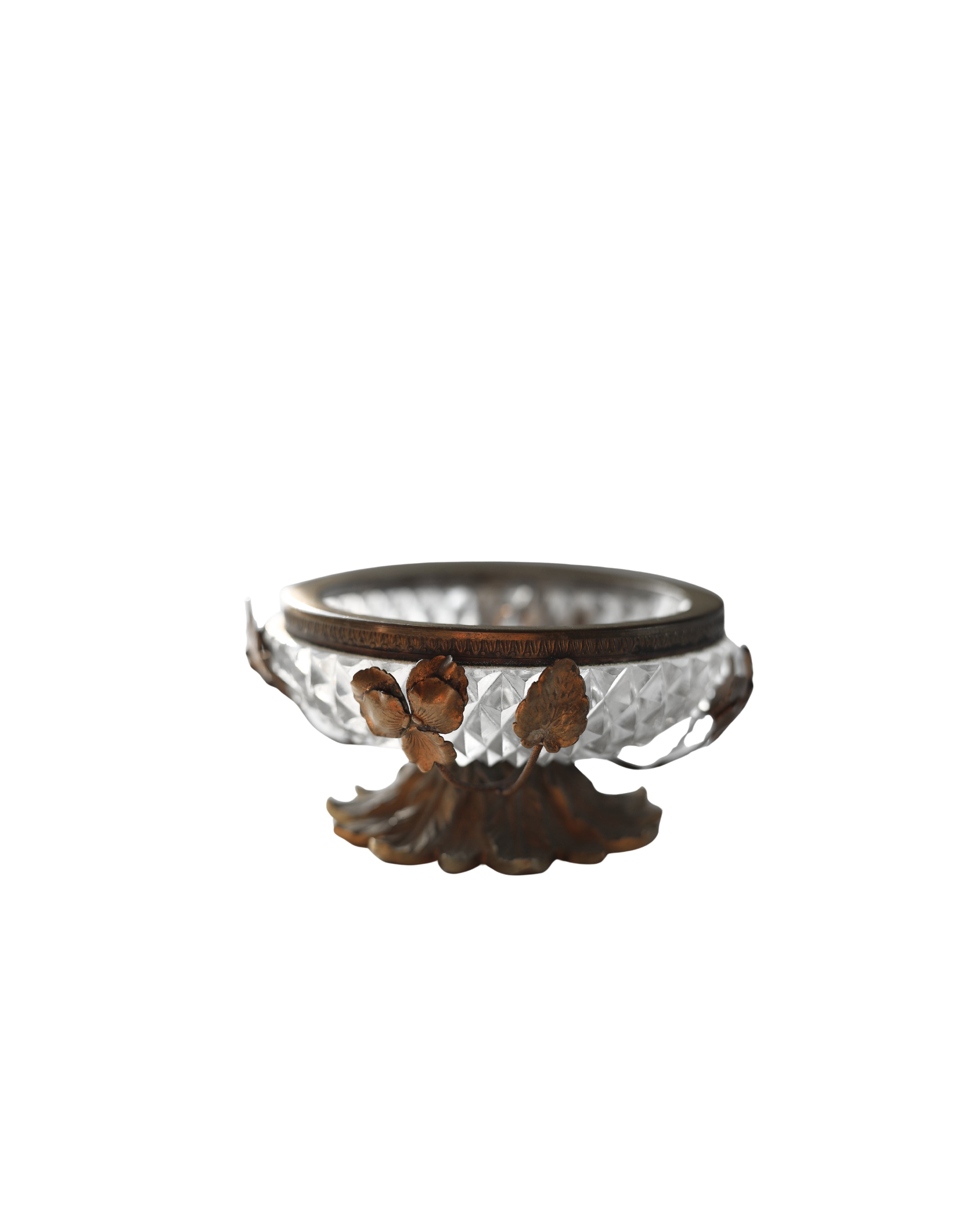 Cut Crystal & Bronze Table Lighter Smoking Set-6