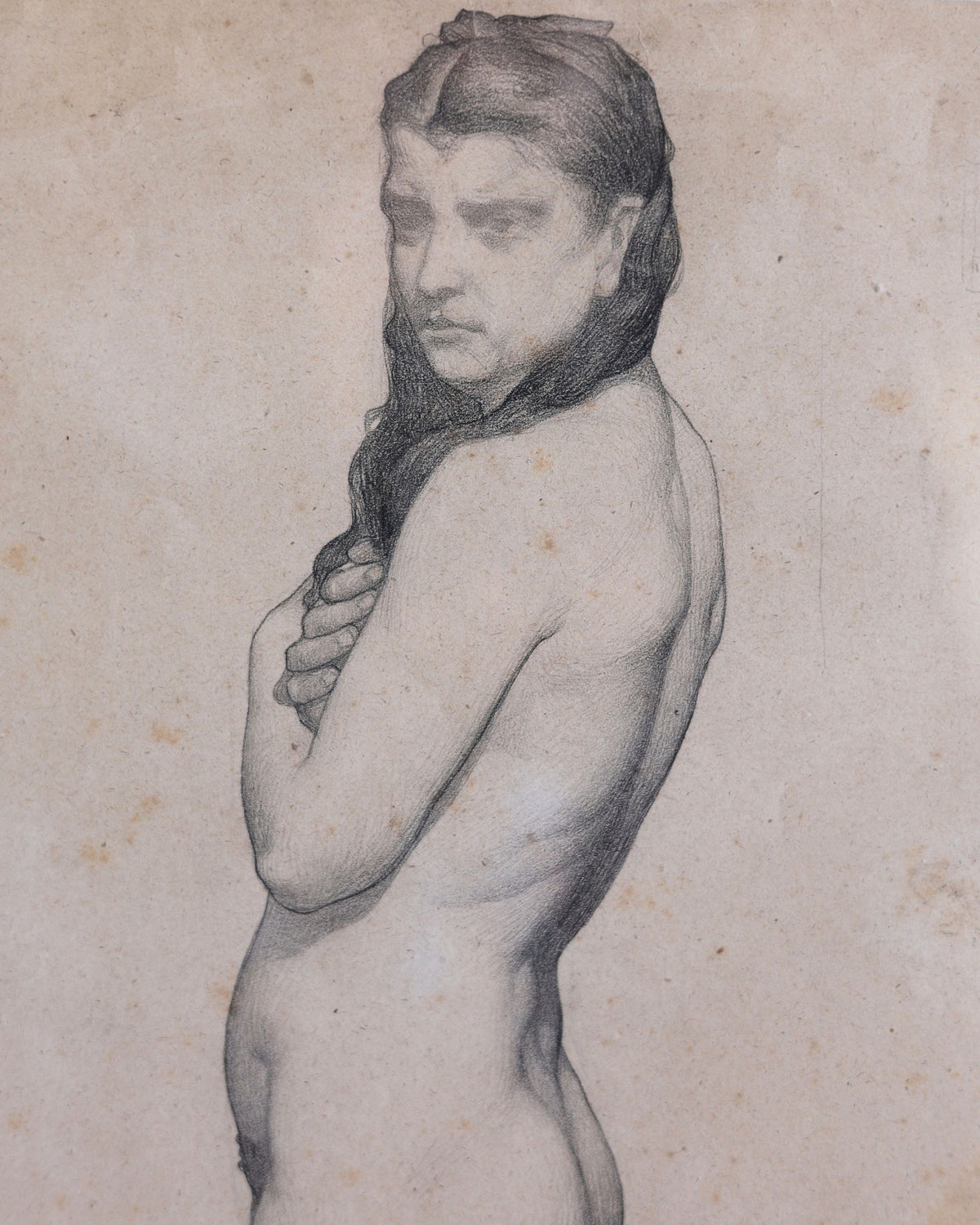 Academic Graphite Study of a Standing Female Nude