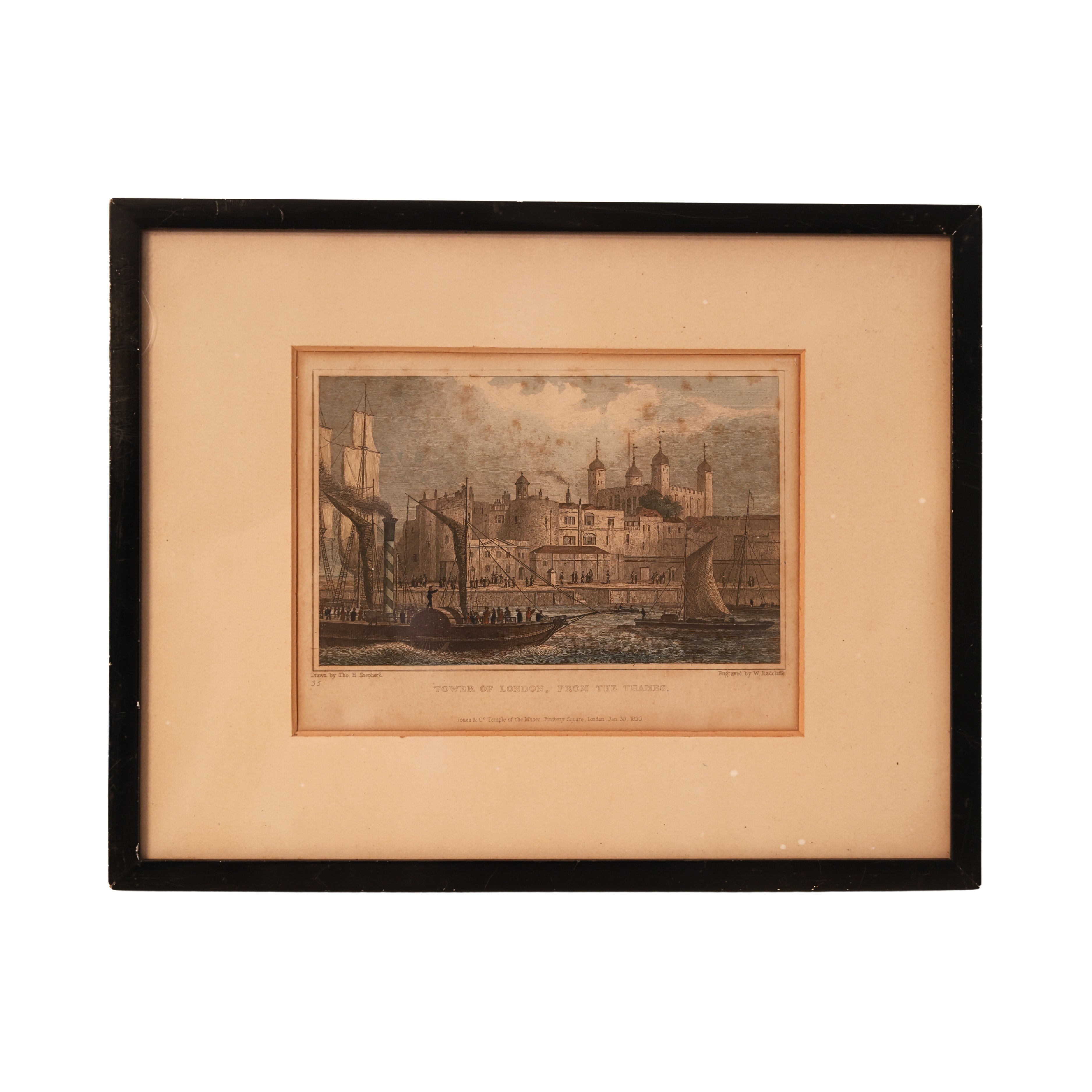 c. 1830 Hand-Colored Engraving — Tower of London