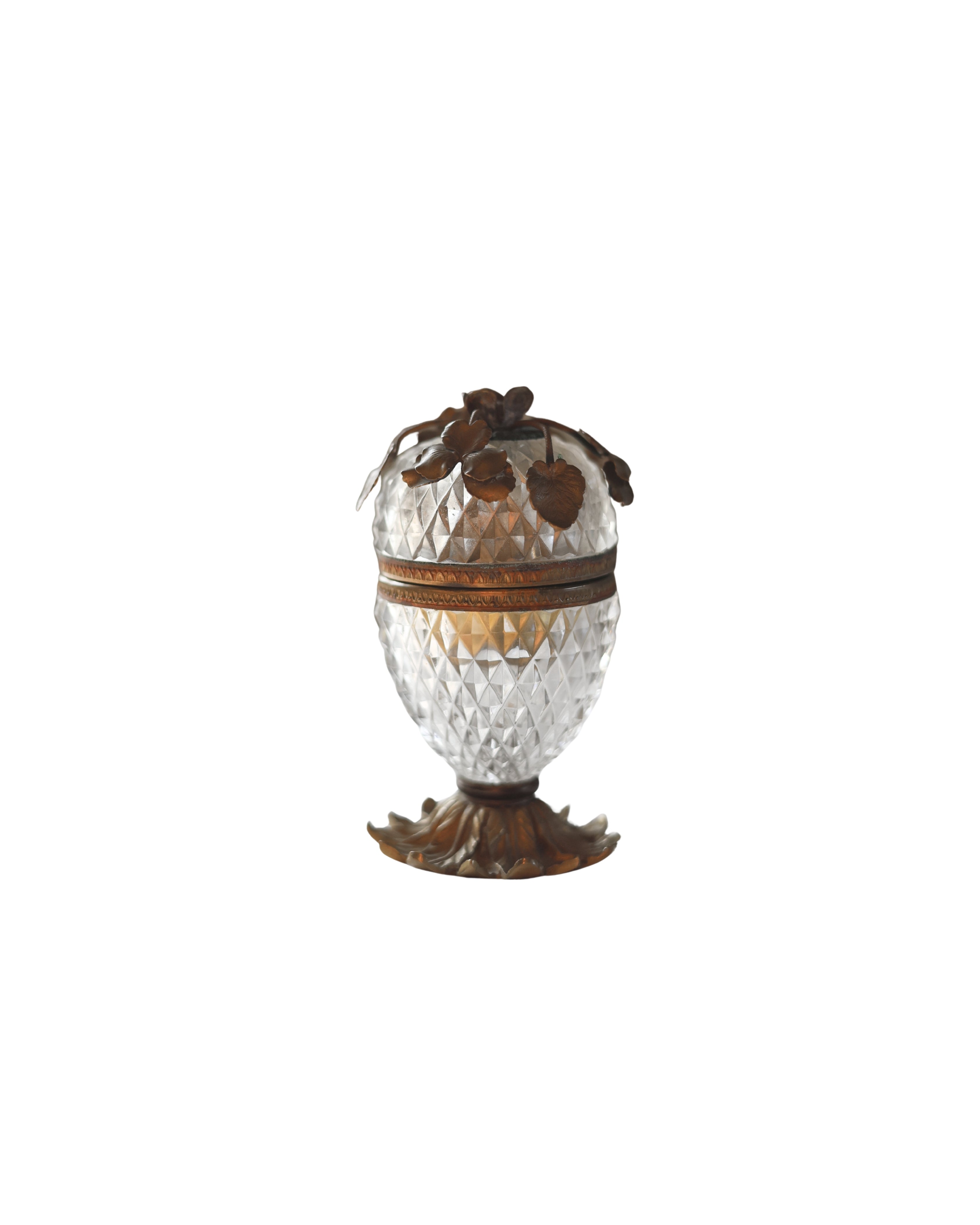Cut Crystal & Bronze Table Lighter Smoking Set-5