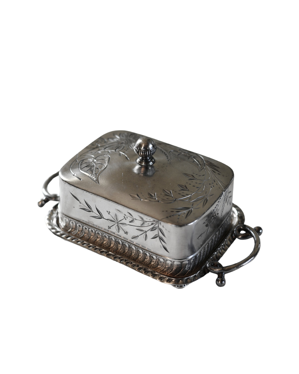 Barbour Silver Co. Floral Butter Dish-3