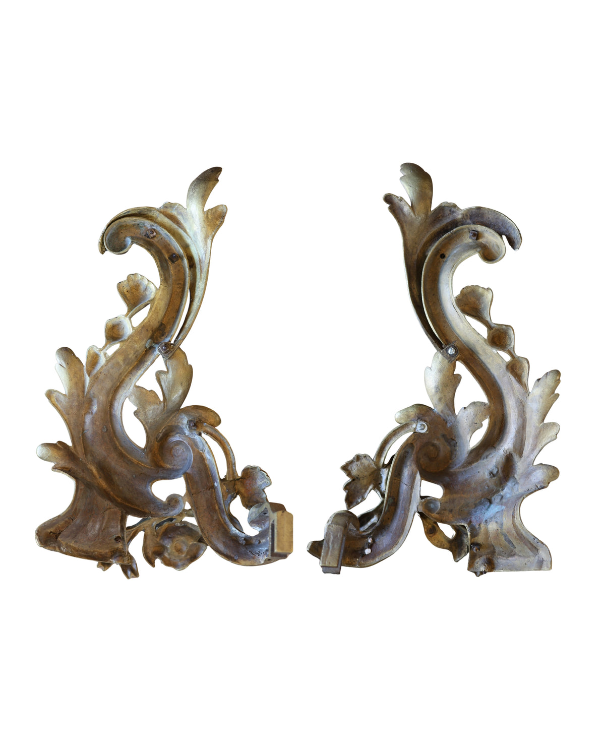 Louis XV Rocaille Floral Chenets-2