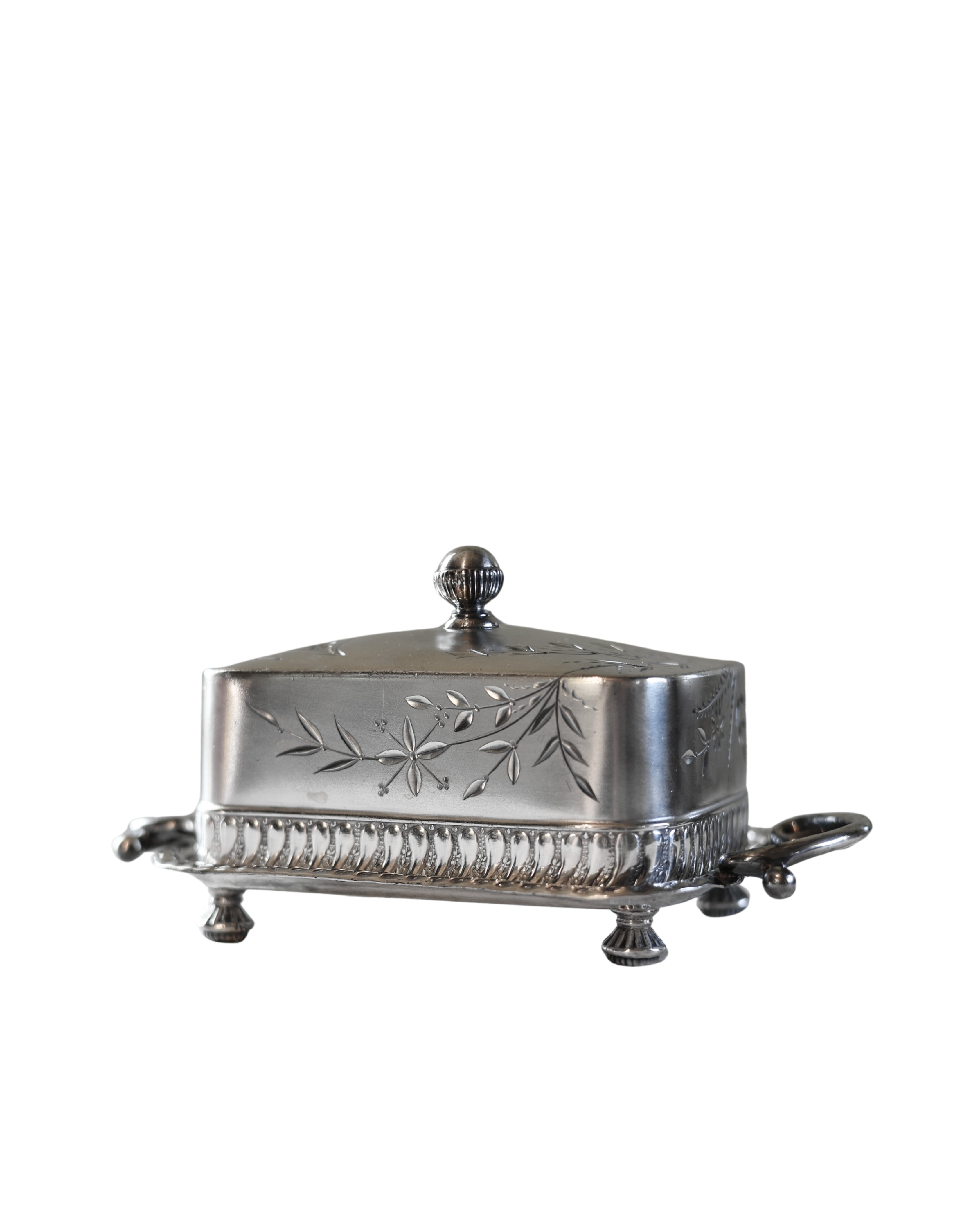 Barbour Silver Co. Floral Butter Dish-2